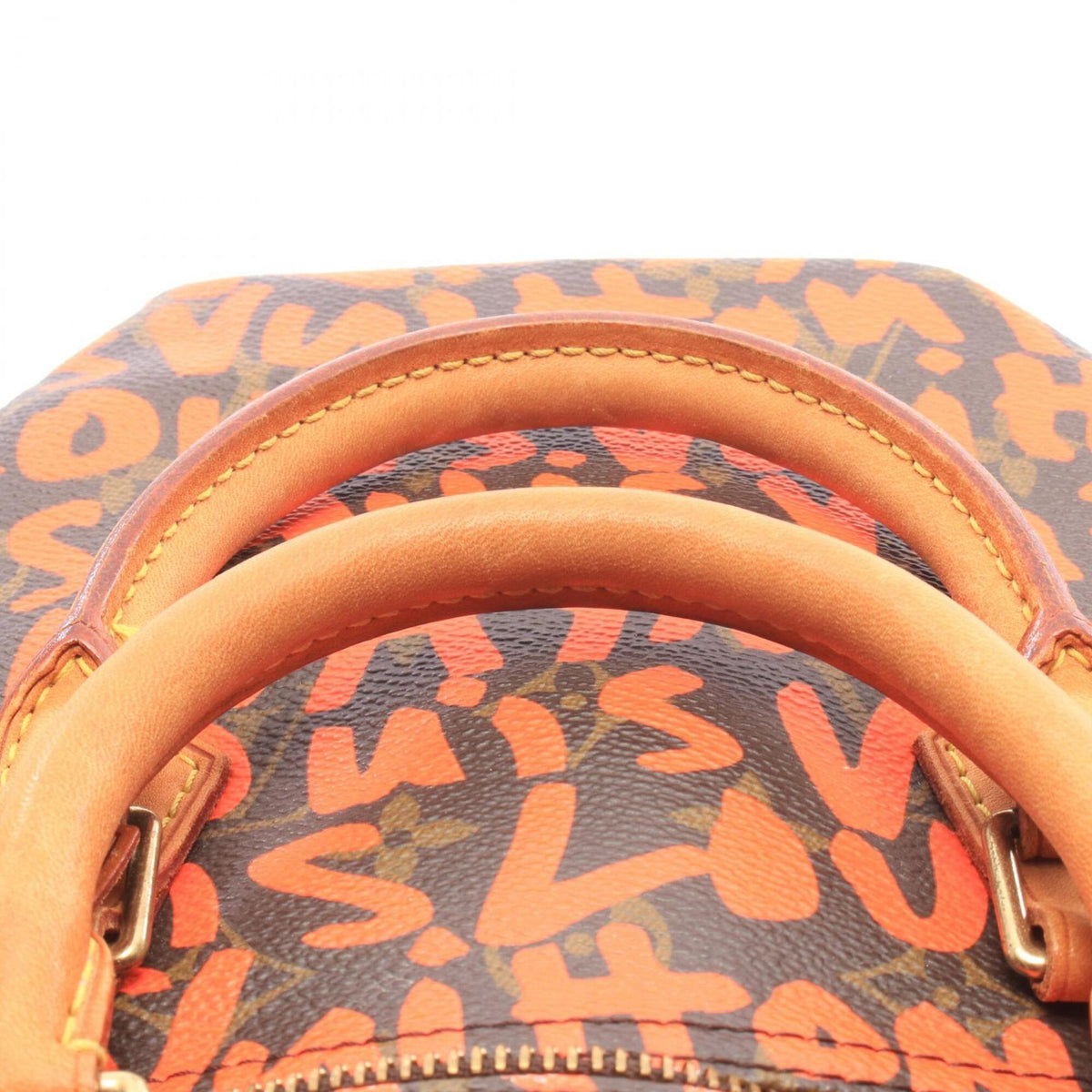 Louis Vuitton Brown Orange Coated Canvas Leather Handbag (Pre-Owned)