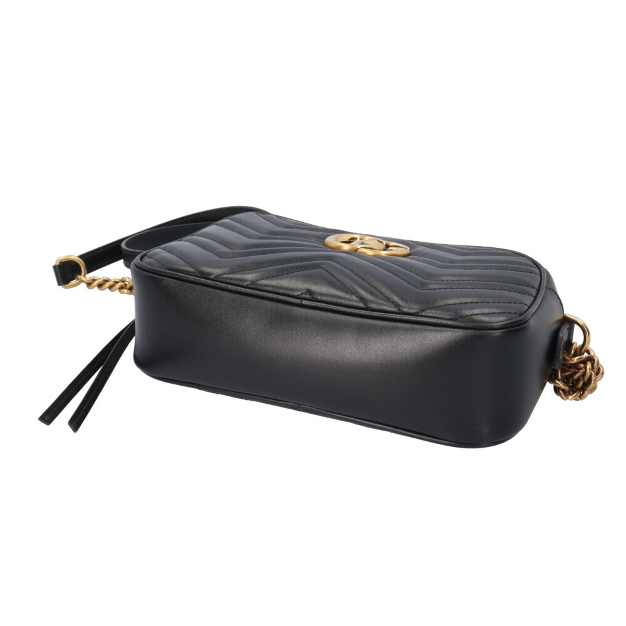 Gucci Gg Marmont Black Leather Handbag Shoulder Bag (Pre-Owned)