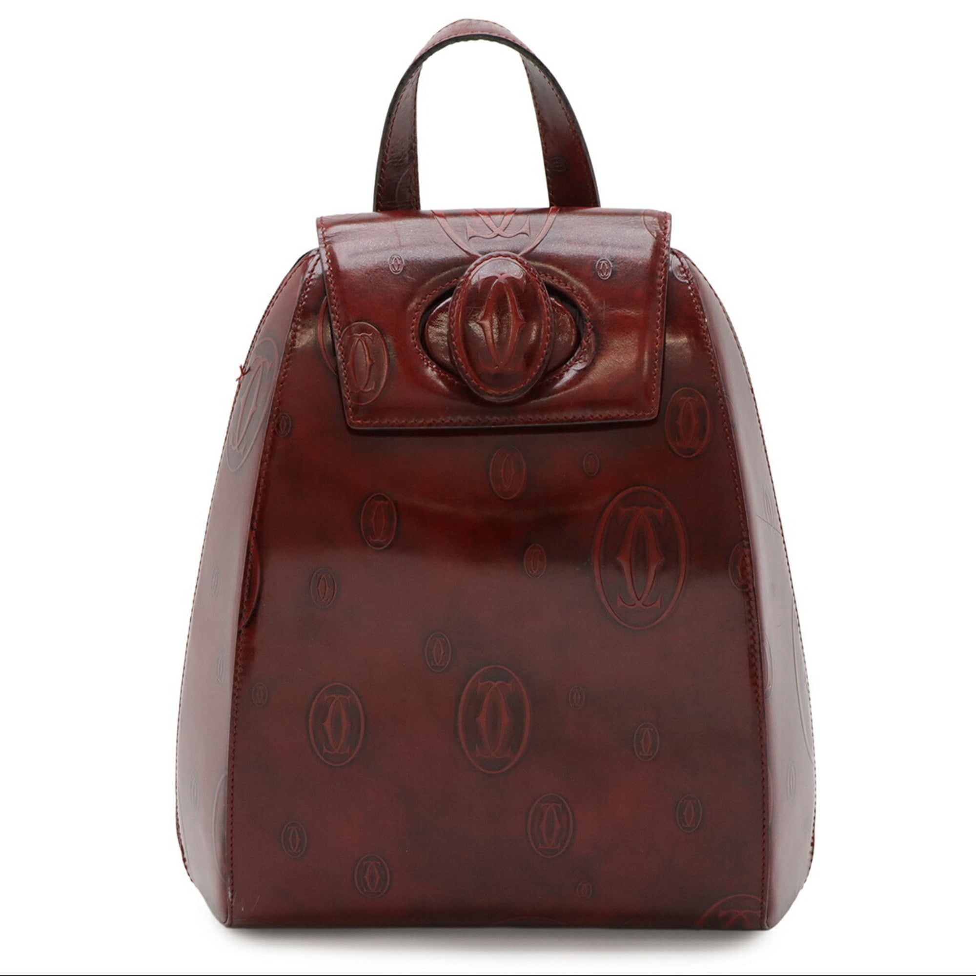 Cartier Happy Birthday Bordeaux Leather Backpack (Pre-Owned)