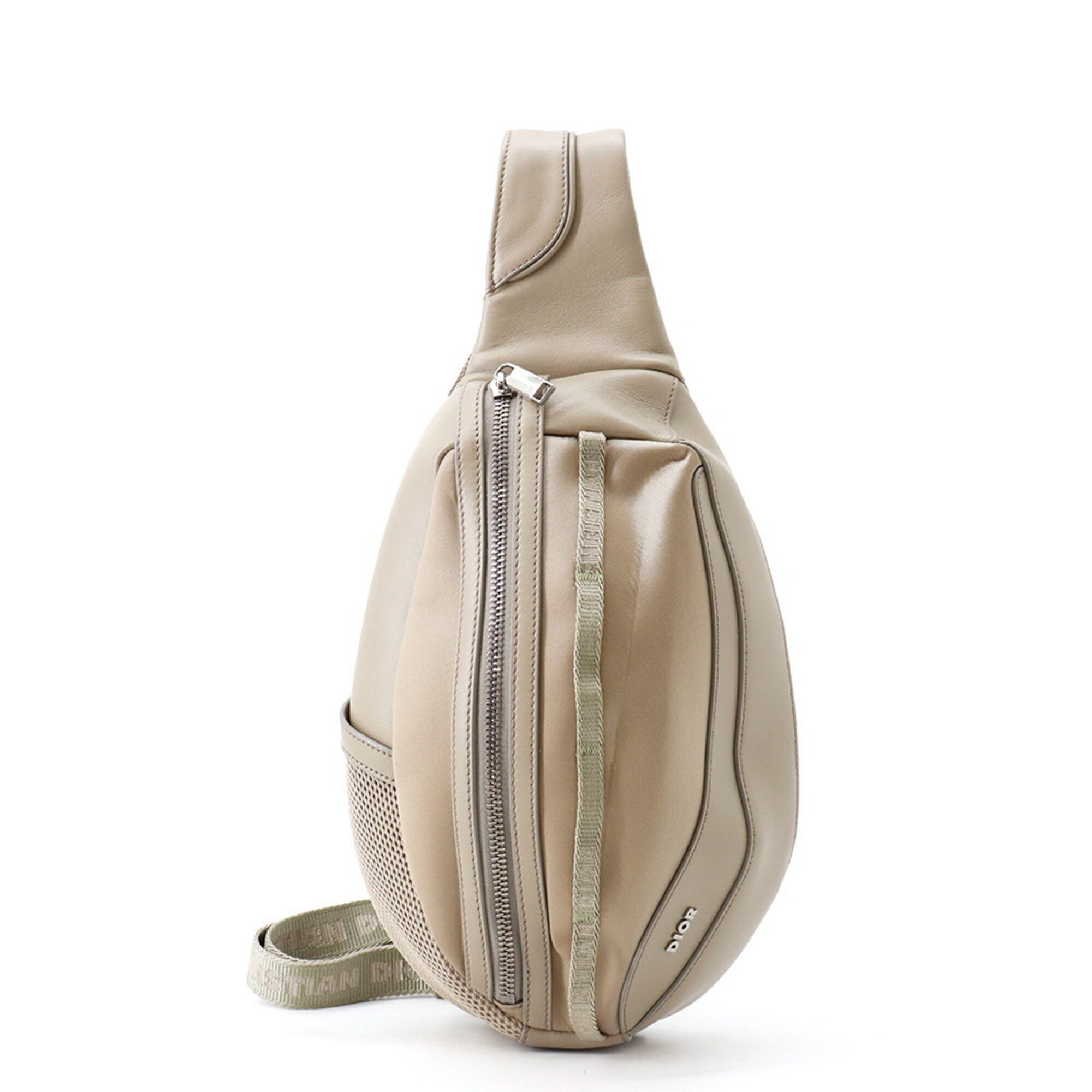 Christian Dior Beige Leather Nylon Sling Bag (Pre-Owned)