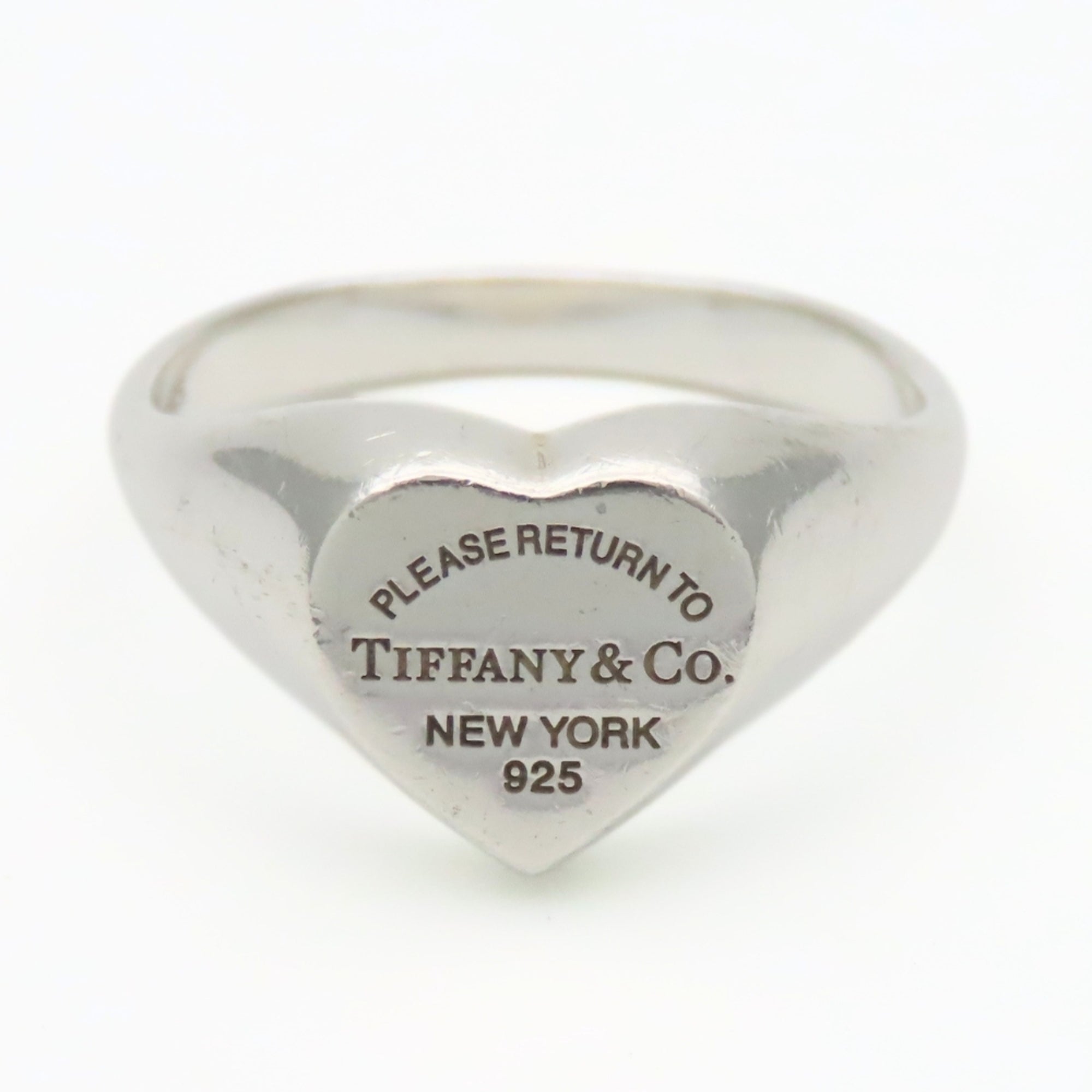 Tiffany Heart Silver Silver 925 Band Ring (Pre-Owned)