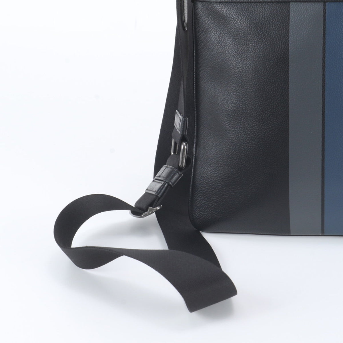 Coach Black Navy Leather Messenger Bag Shoulder Bag Tote Bag (Pre-Owned)