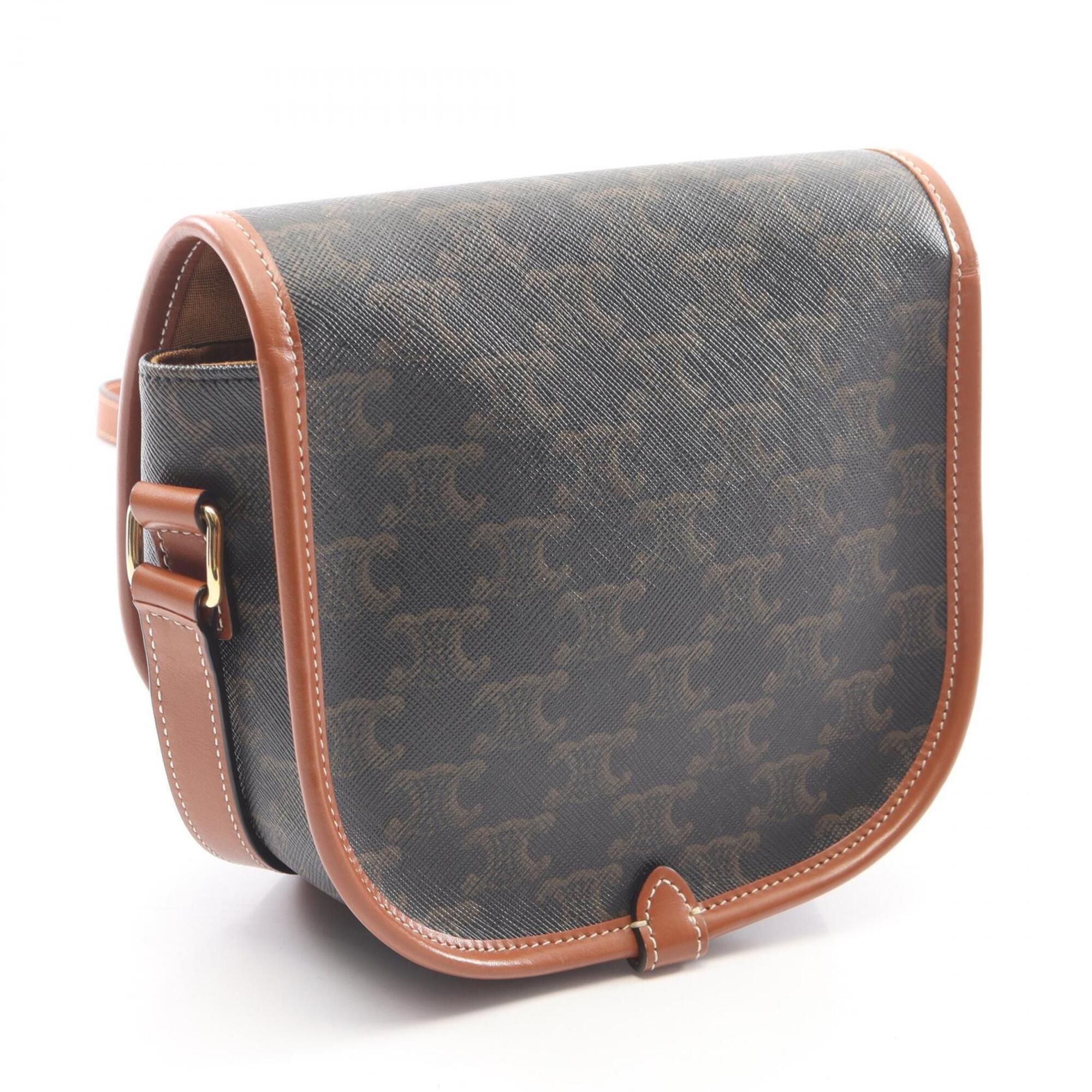 Celine Black Brown Coated Canvas Leather Handbag Shoulder Bag (Pre-Owned)