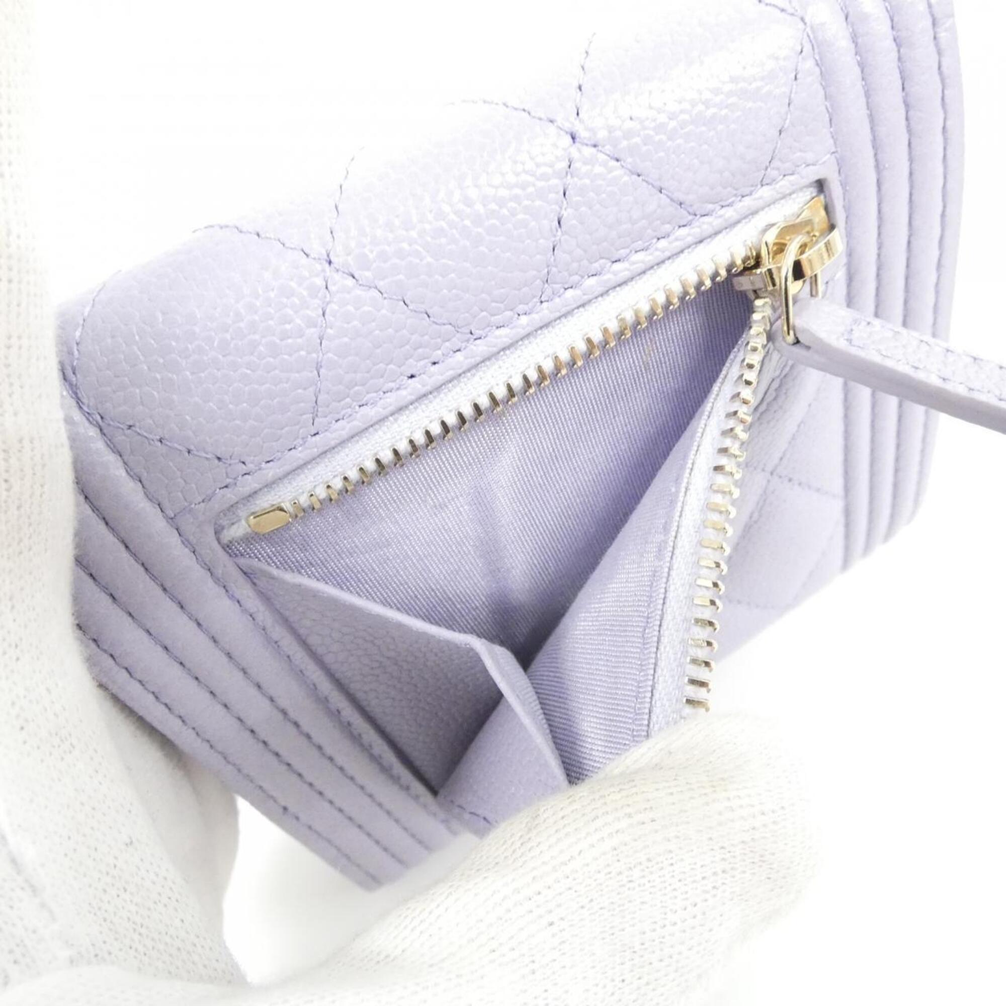 Chanel Light Purple Grained Calfskin Wallet (Tri-Fold) (Pre-Owned)