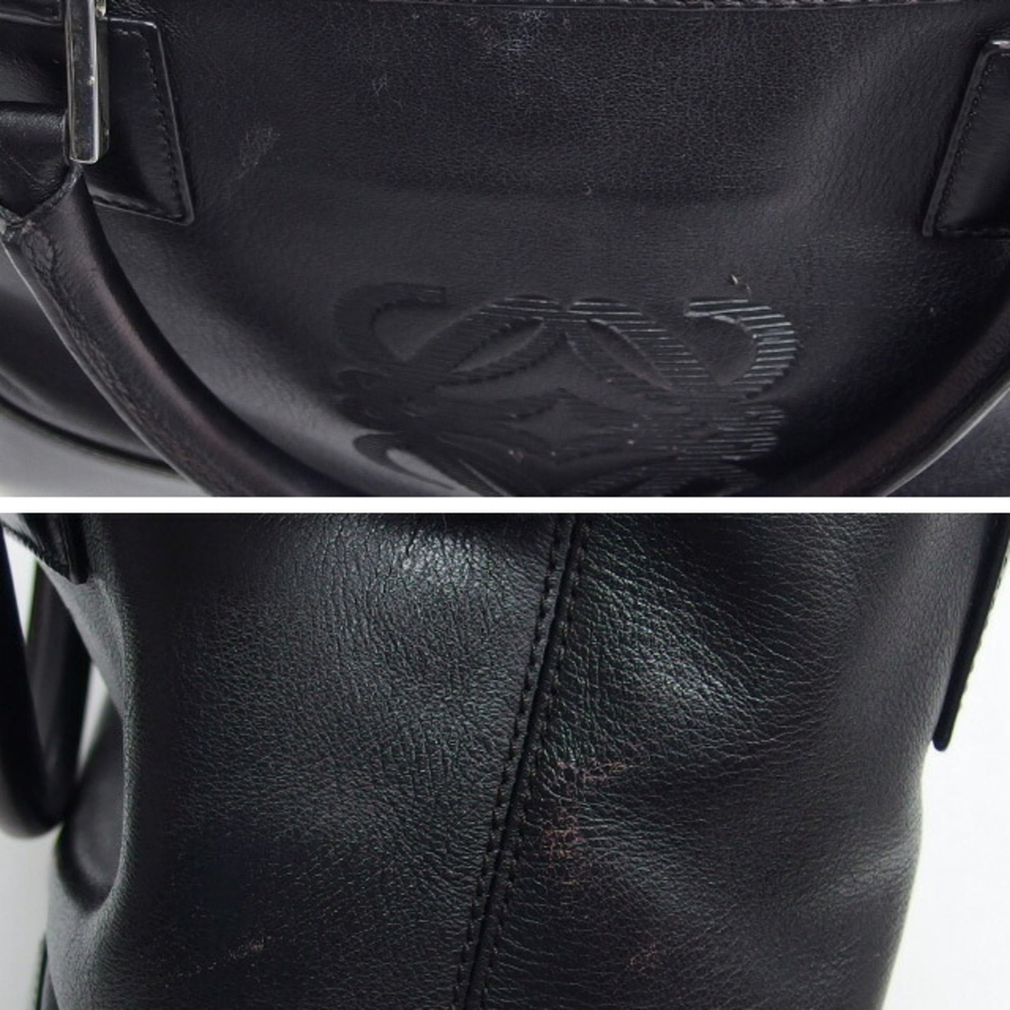 Loewe Amazona Black Leather Handbag Tote Bag (Pre-Owned)