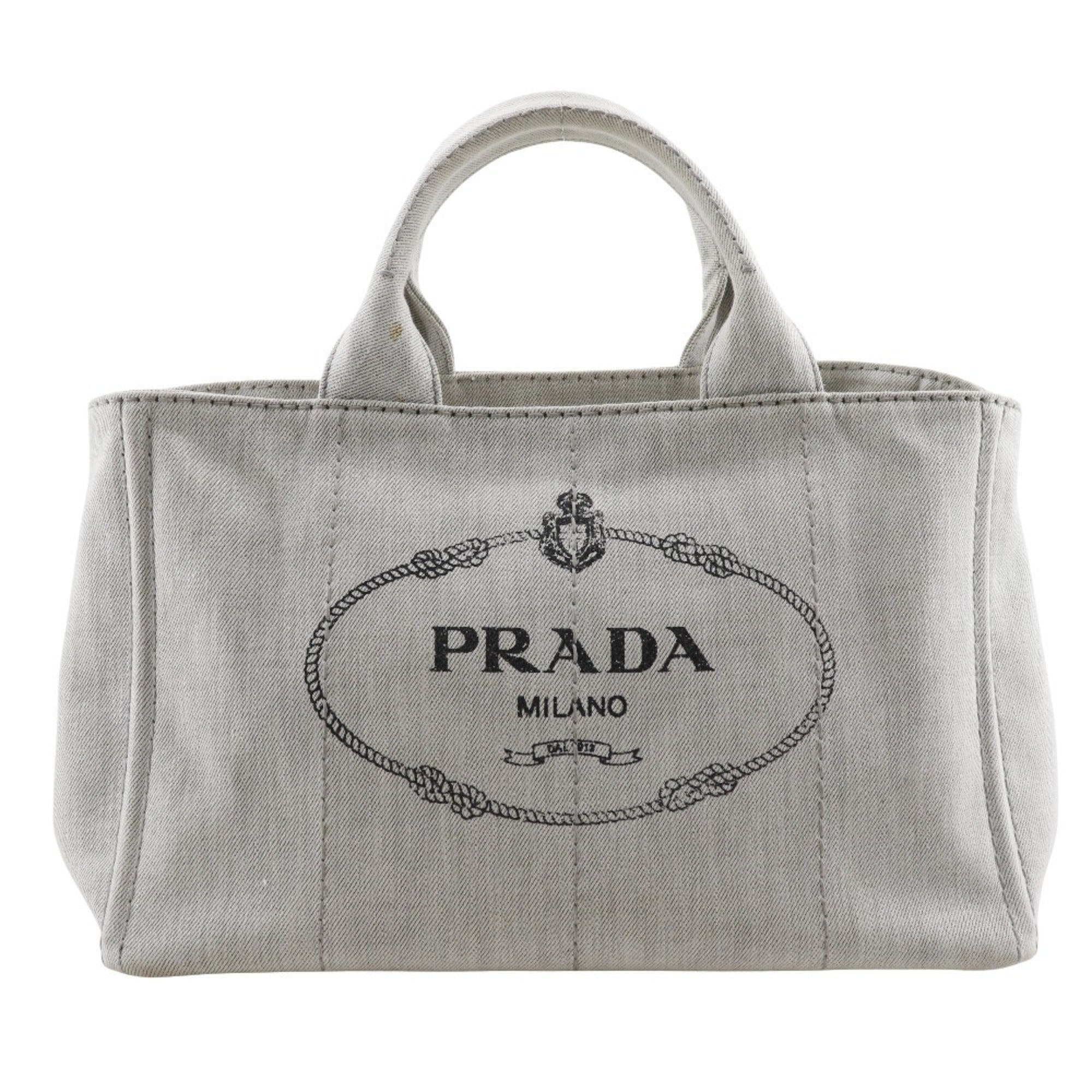 Prada Light Gray Denim Handbag (Pre-Owned)