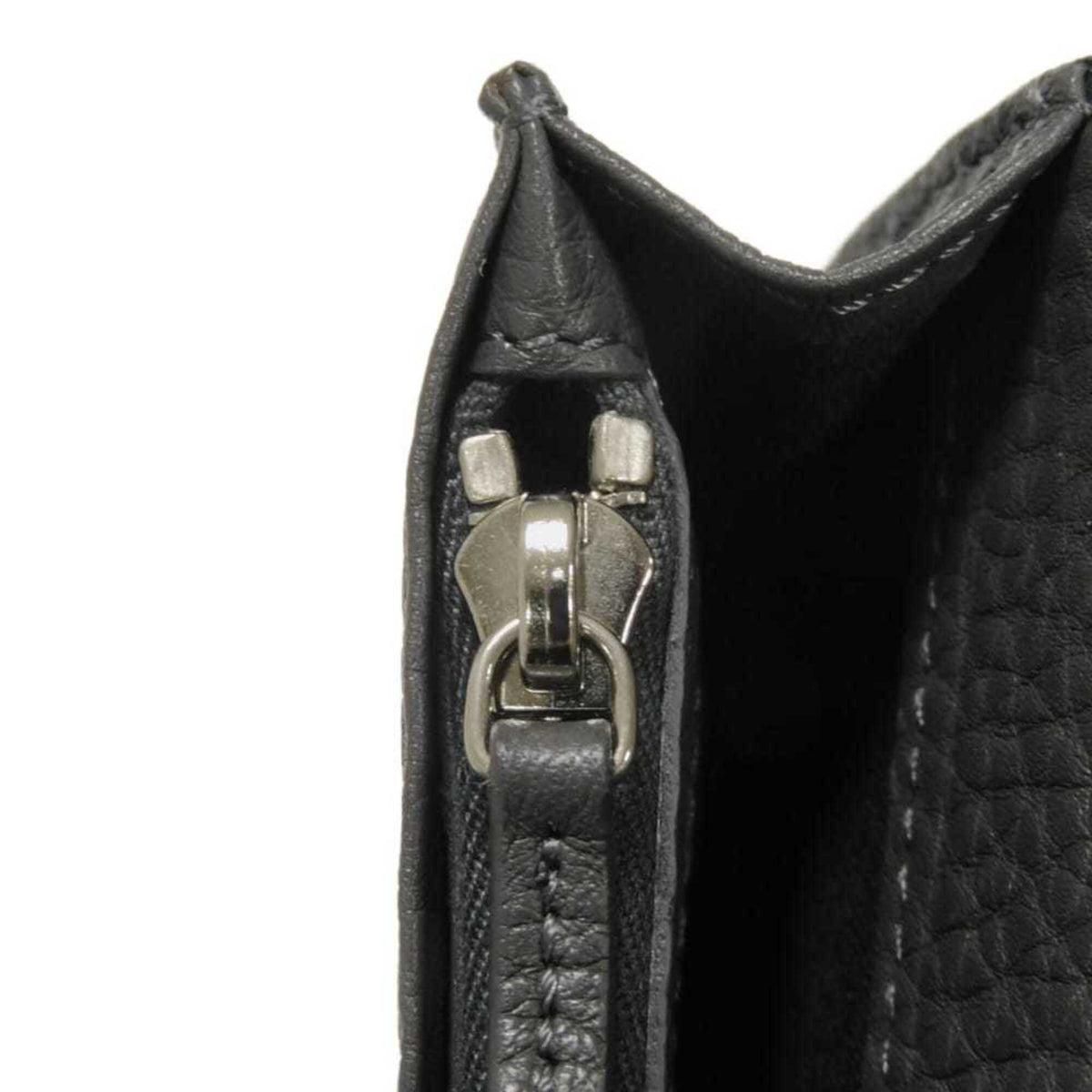 Fendi Gray Leather Long Wallet (Bi-Fold) (Pre-Owned)