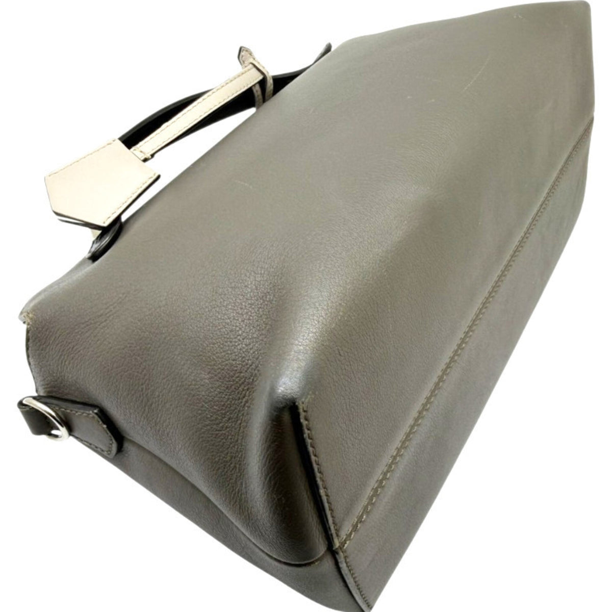Fendi Black Gray Leather Handbag Shoulder Bag (Pre-Owned)