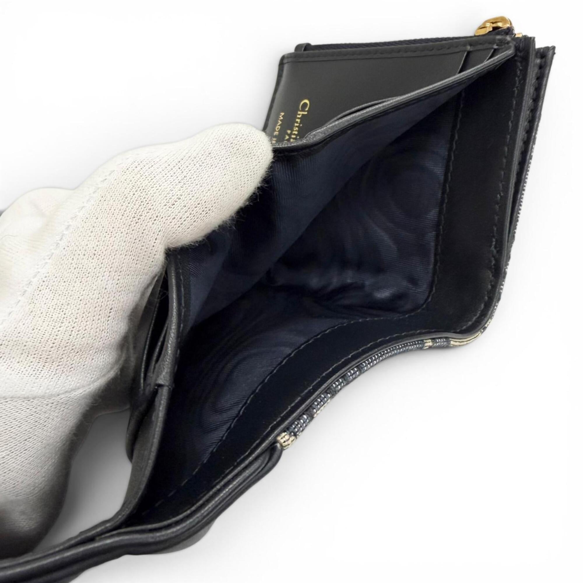 Christian Dior Navy Cotton Leather Wallet (Tri-Fold) (Pre-Owned)