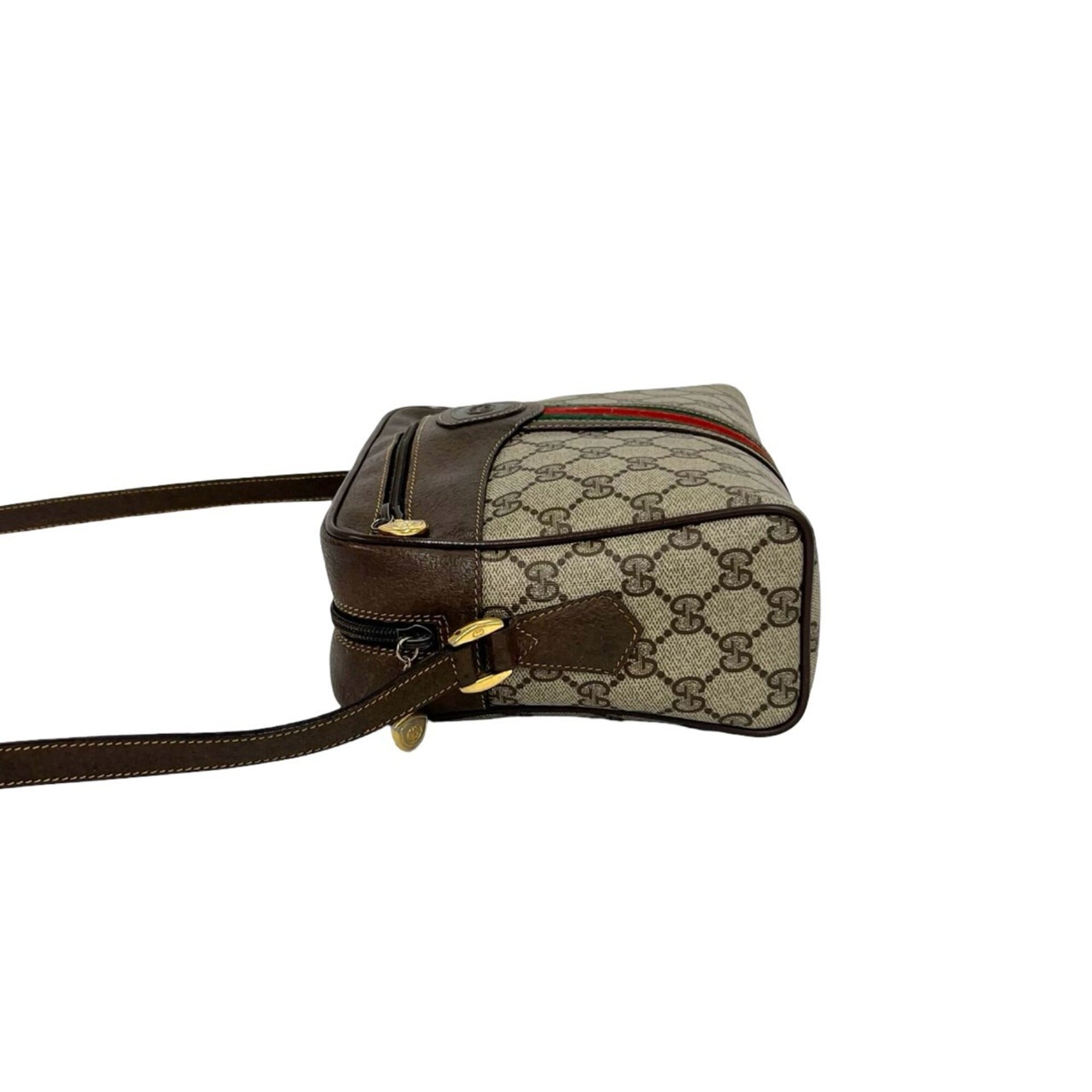 Gucci Brown Green Red Color Leather Pvc Pochette Shoulder Bag (Pre-Owned)