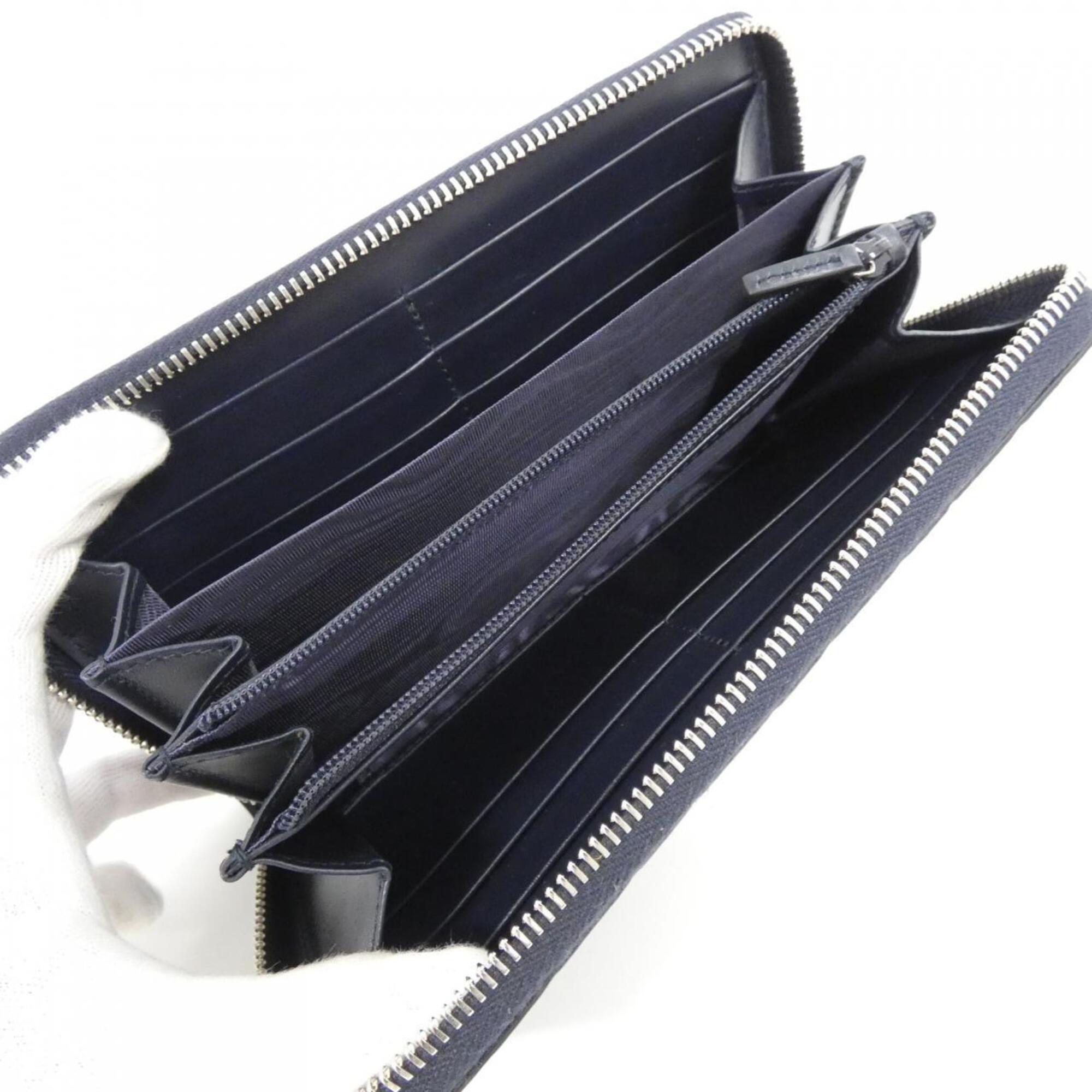 Gucci Blue Navy Leather Long Wallet (Bi-Fold) (Pre-Owned)