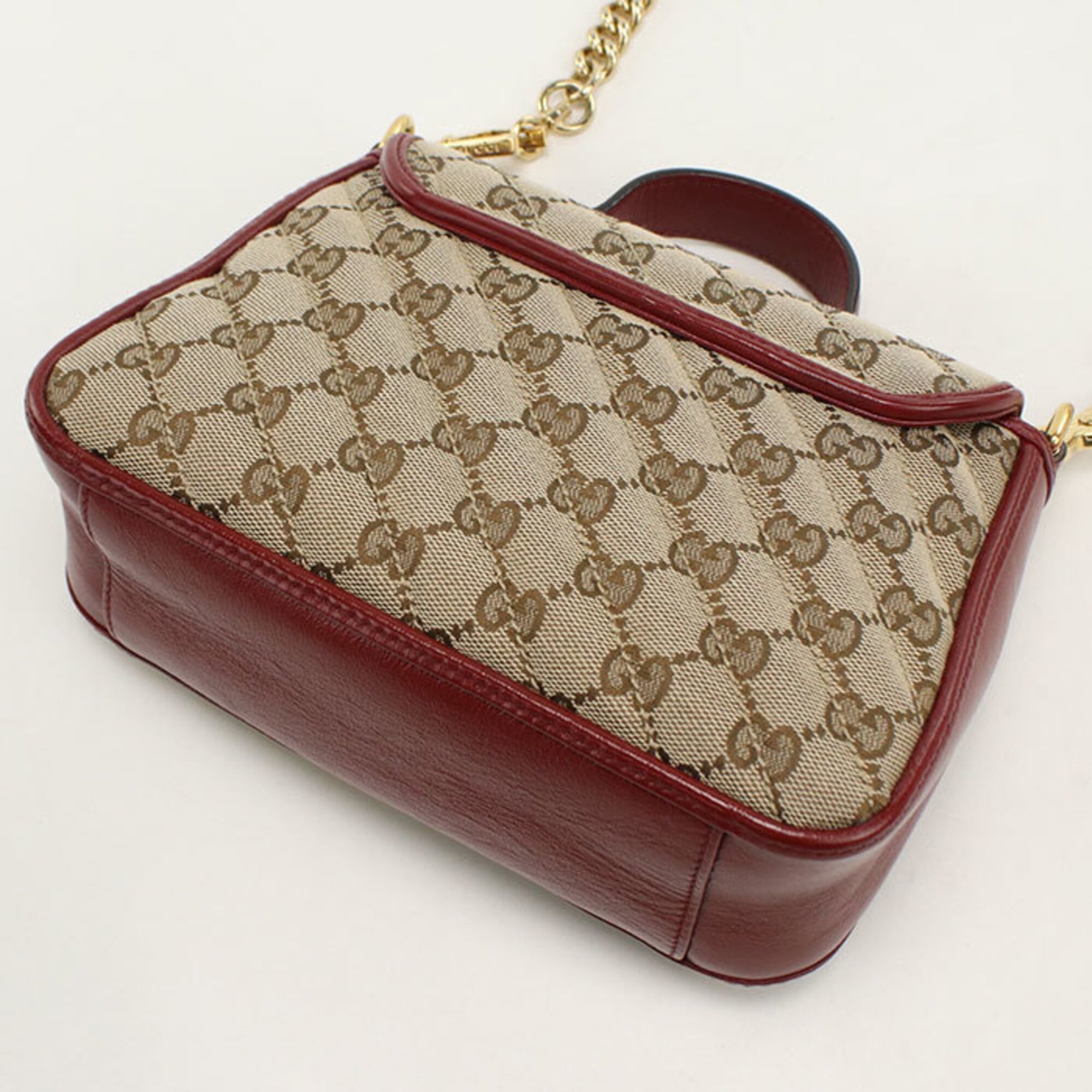 Gucci Beige Gg Canvas Leather Handbag (Pre-Owned)