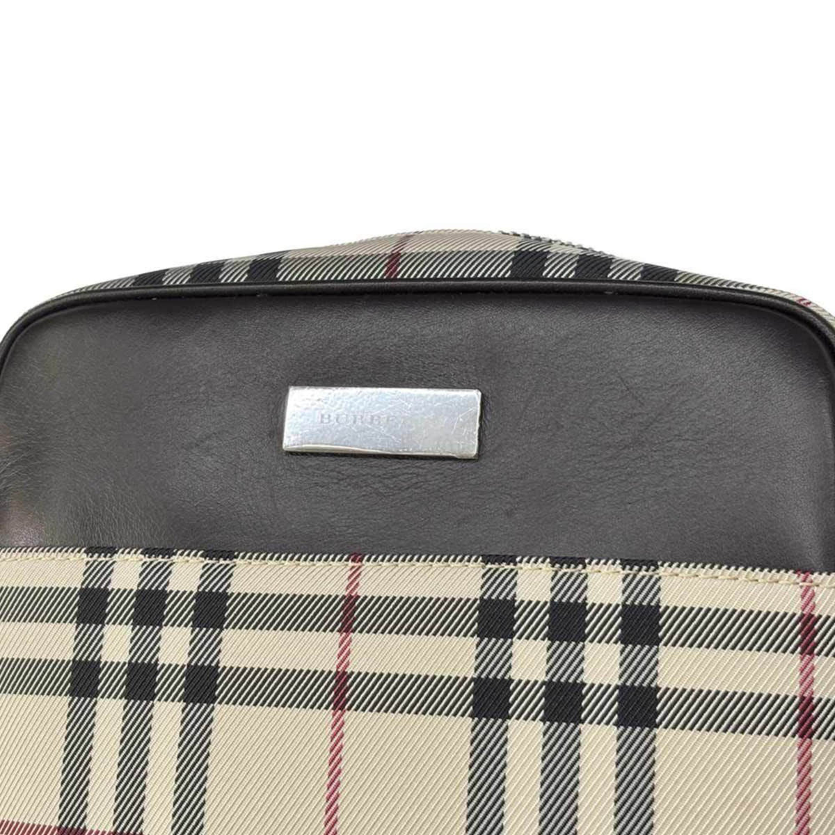 Burberry Beige Beige Brown Brown Canvas Handbag Shoulder Bag (Pre-Owned)