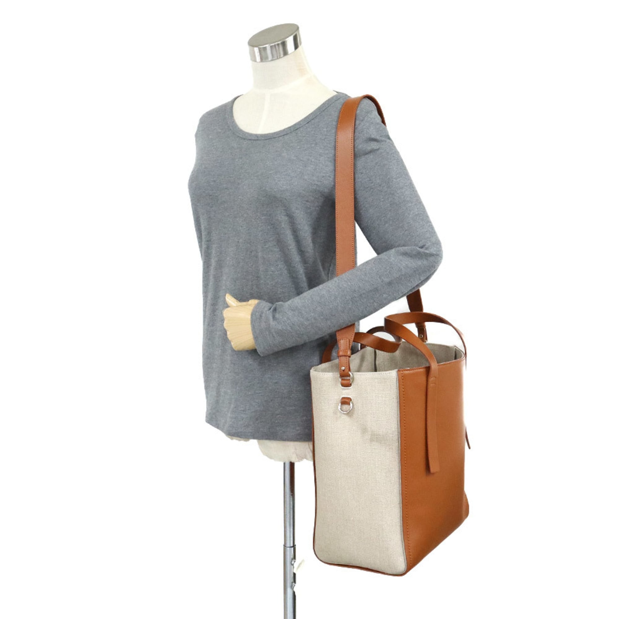 Chloé Beige Brown Leather Canvas Handbag Shoulder Bag (Pre-Owned)