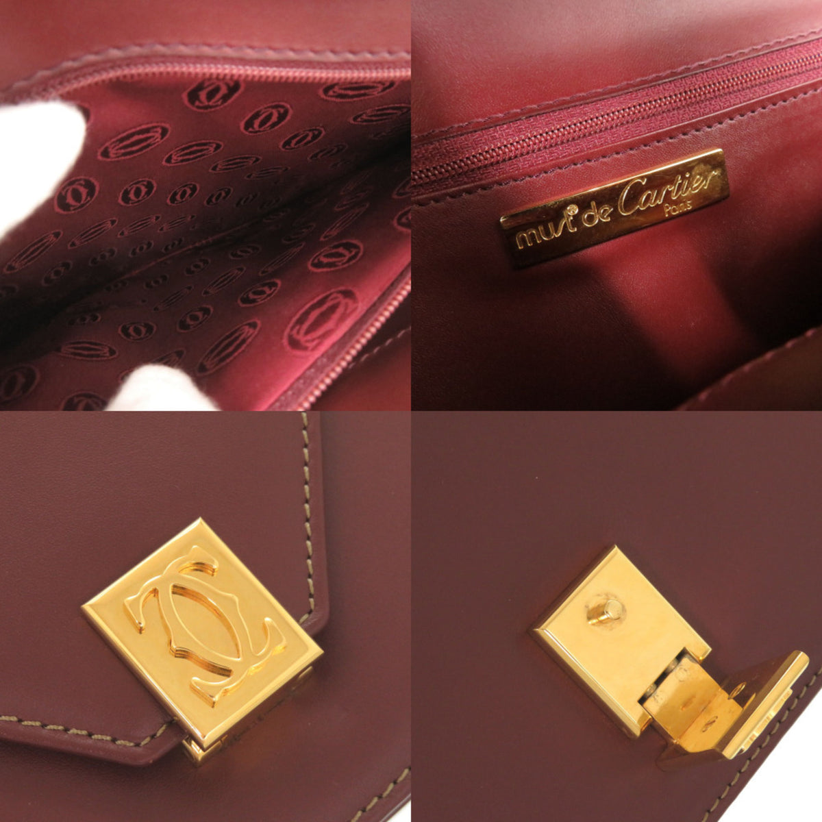 Cartier Bordeaux Leather Shoulder Bag (Pre-Owned)
