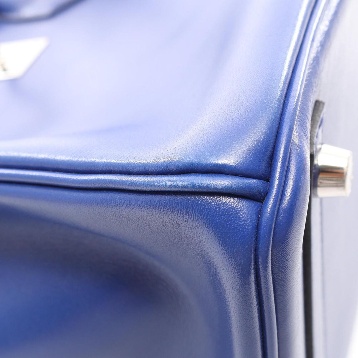 Hermes Blue Leather Tadelakt Leather Handbag (Pre-Owned)