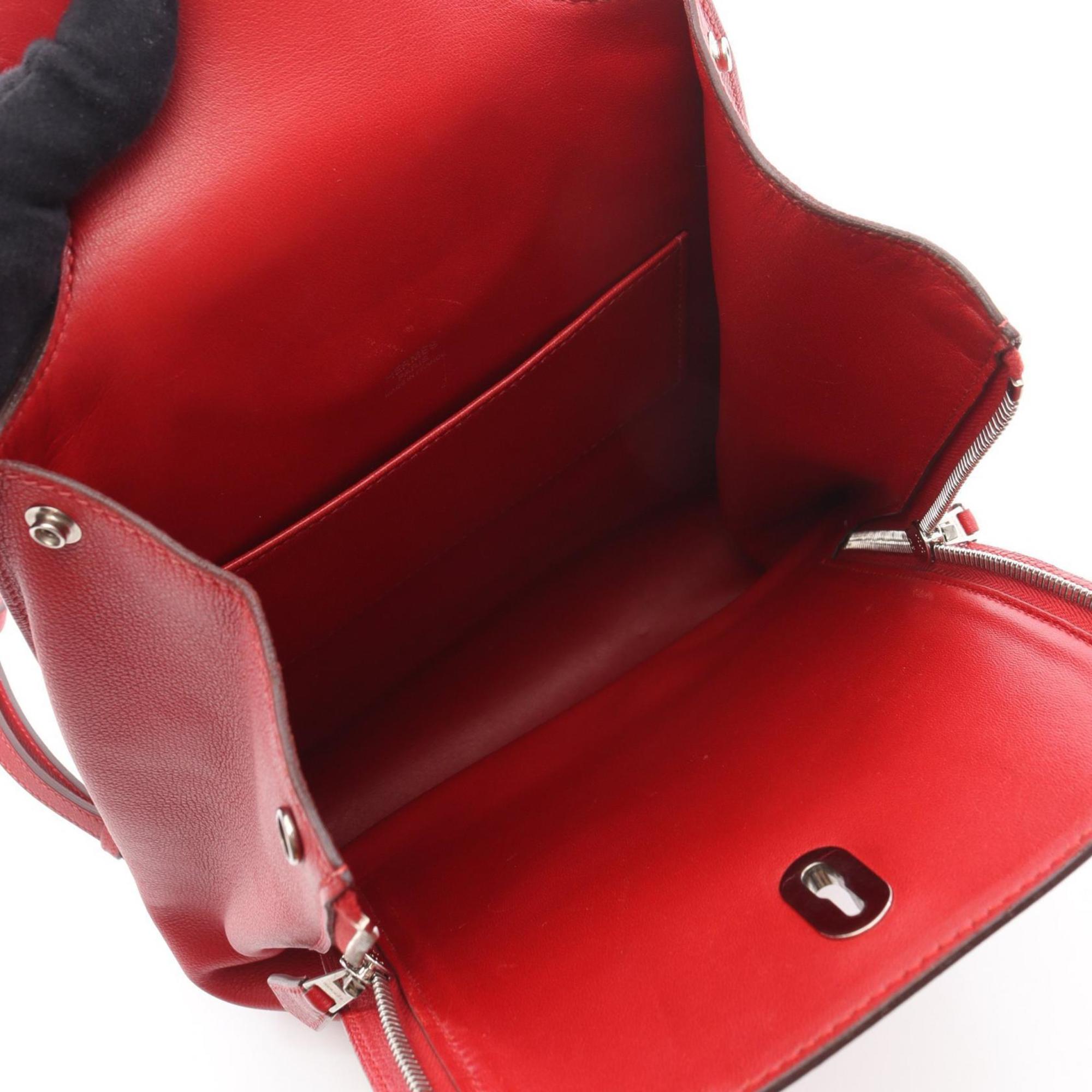 Hermes Red Color Rouge Casaque Evergrain Leather Leather Backpack Handbag (Pre-Owned)