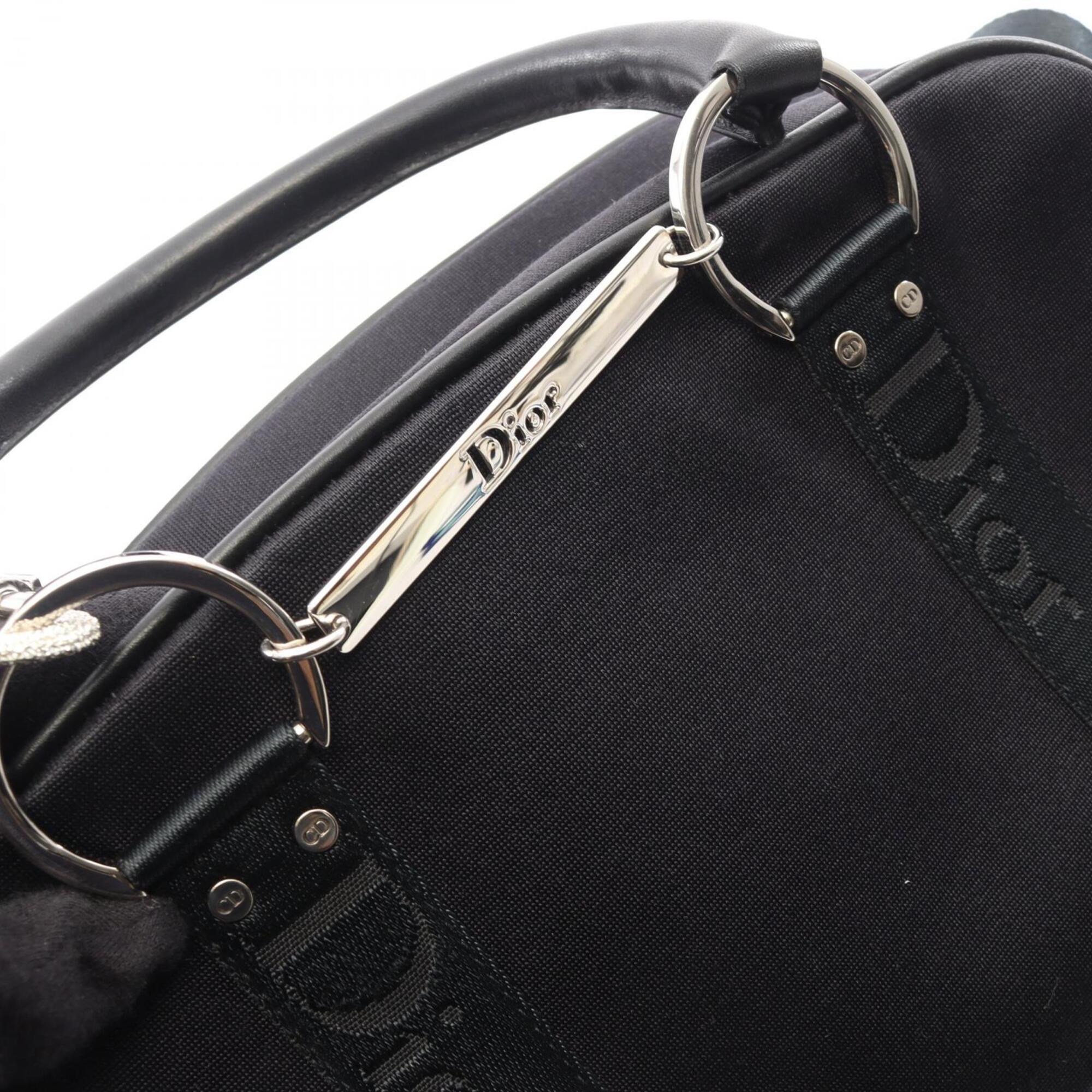 Christian Dior Black Leather Nylon Canvas Handbag (Pre-Owned)