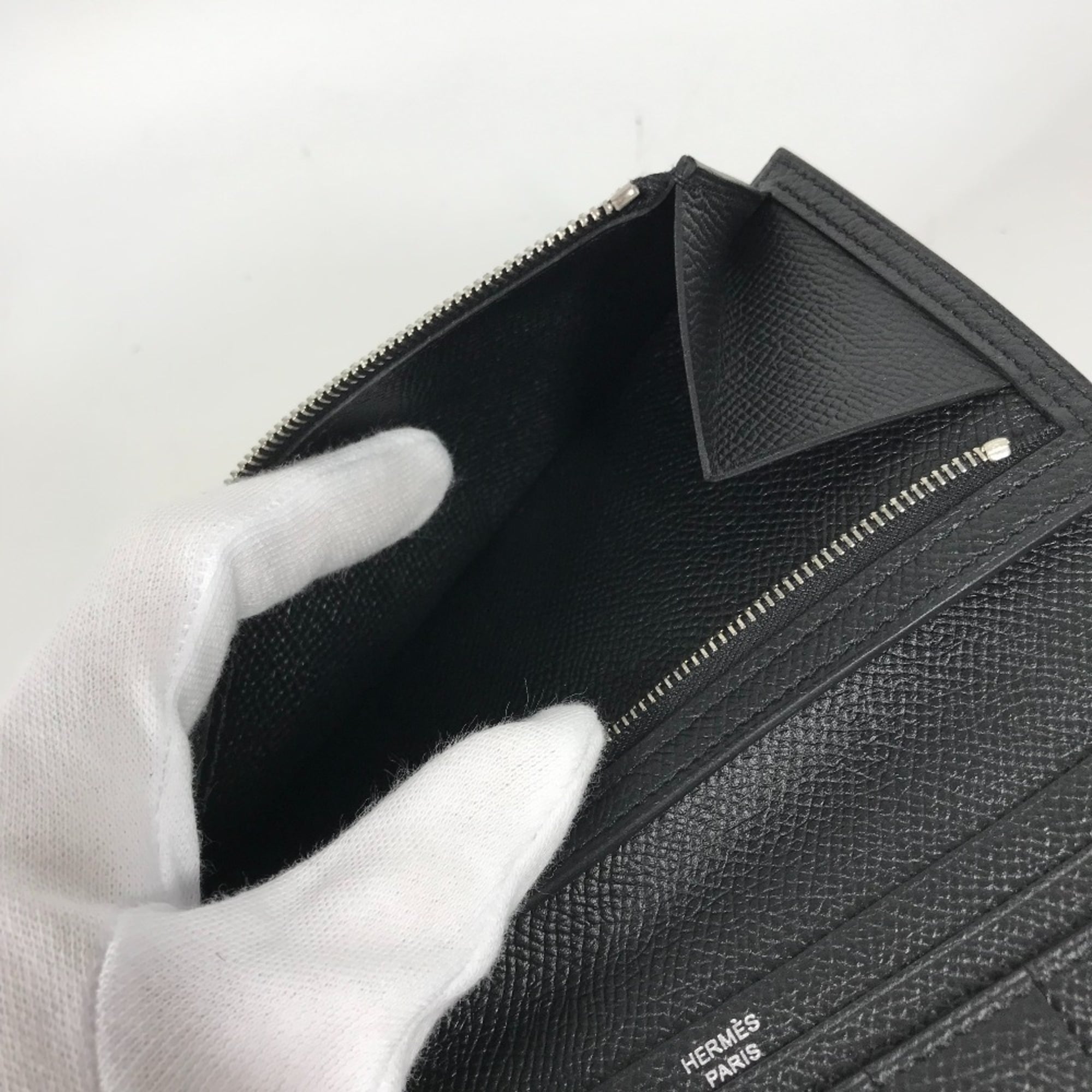 Hermes Black Epsom Leather Long Wallet (Bi-Fold) (Pre-Owned)