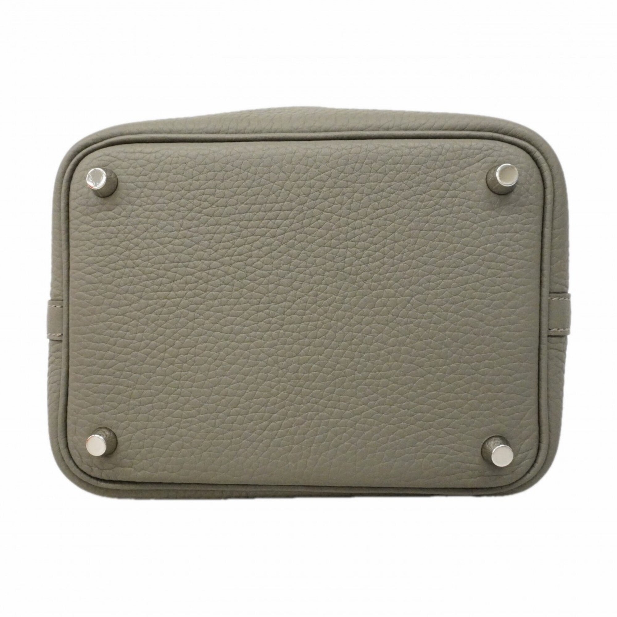 Hermes Gray Taurillon Clemence Leather Handbag (Pre-Owned)