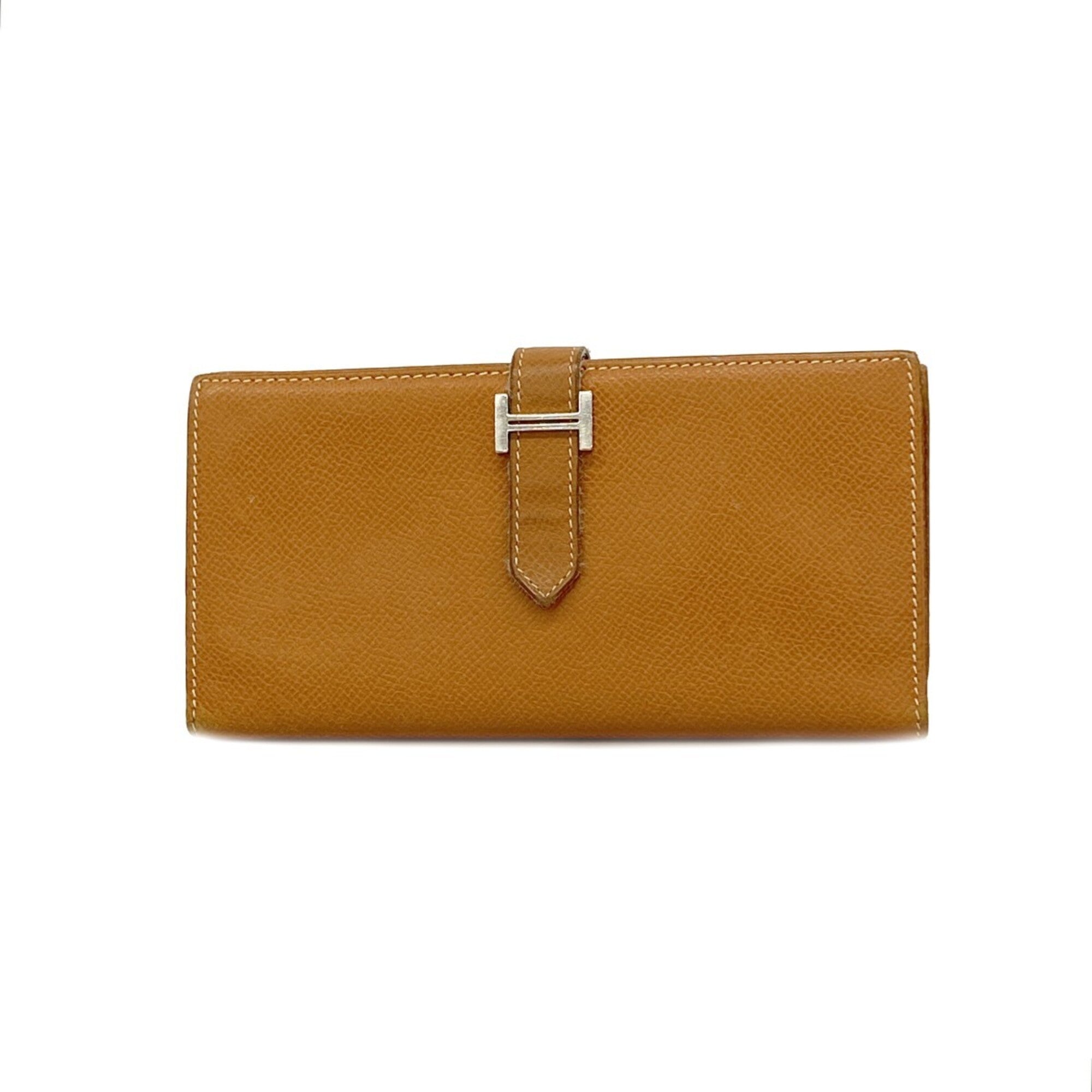 Hermes Gold Leather Long Wallet (Tri-Fold) (Pre-Owned)