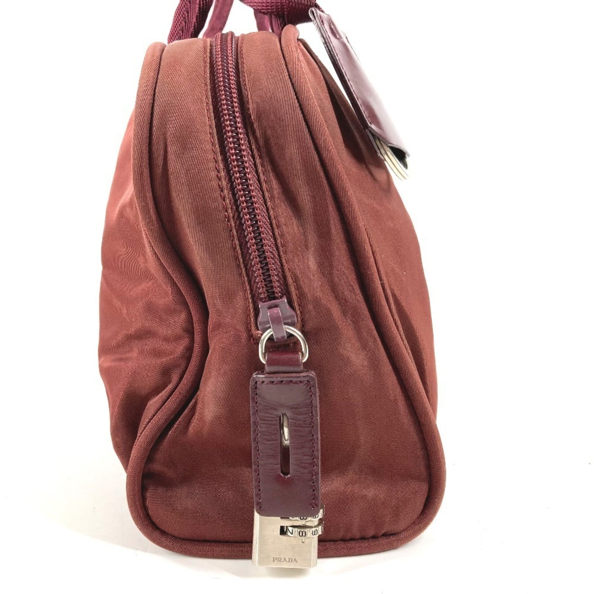 Prada Red Color Nylon Boston Bag Shoulder Bag Tote Bag (Pre-Owned)