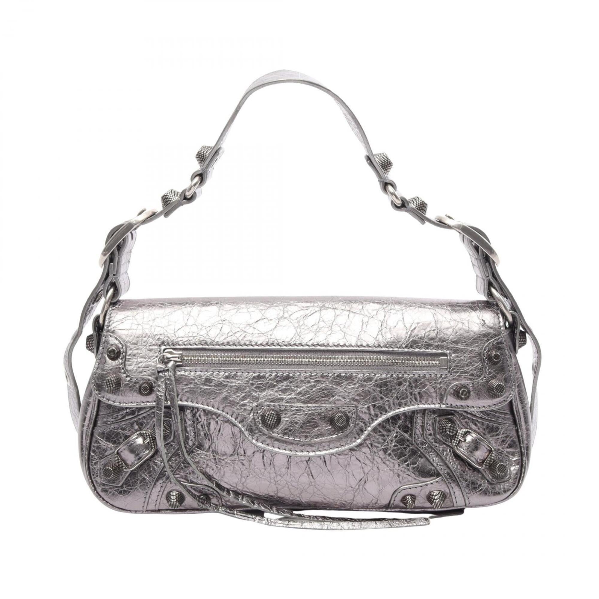 Balenciaga Silver Leather Handbag Shoulder Bag (Pre-Owned)