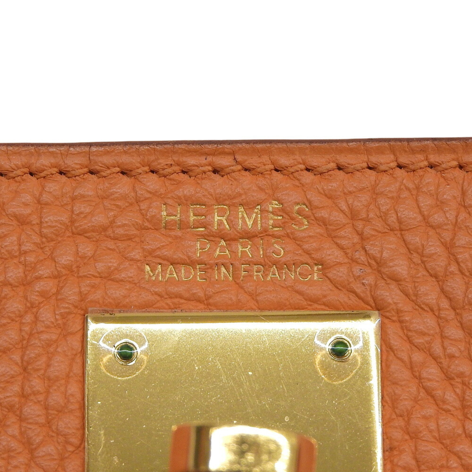 Hermes Orange Taurillon Clemence Leather Handbag Shoulder Bag (Pre-Owned)