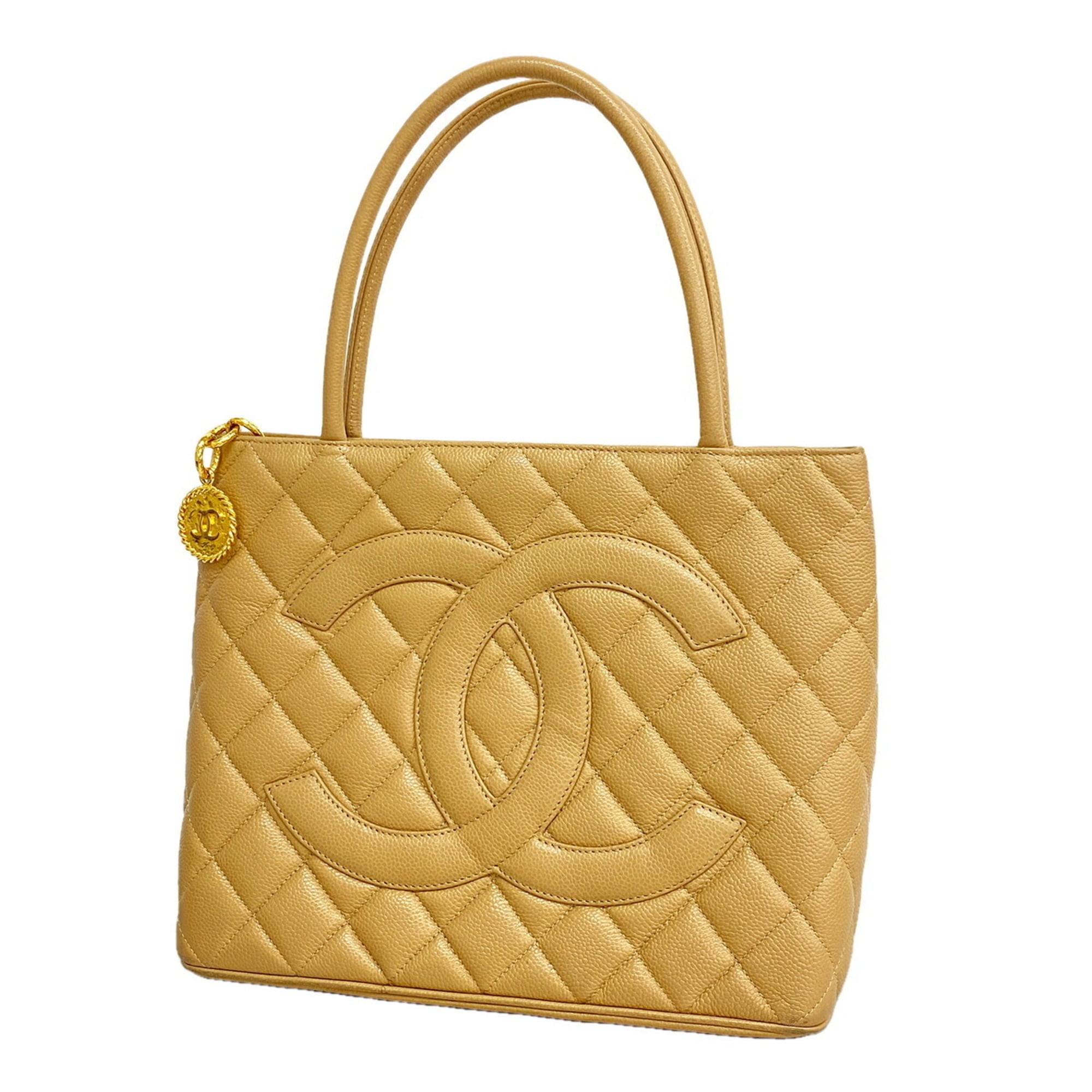 Chanel Beige Grained Calfskin Tote Bag (Pre-Owned)