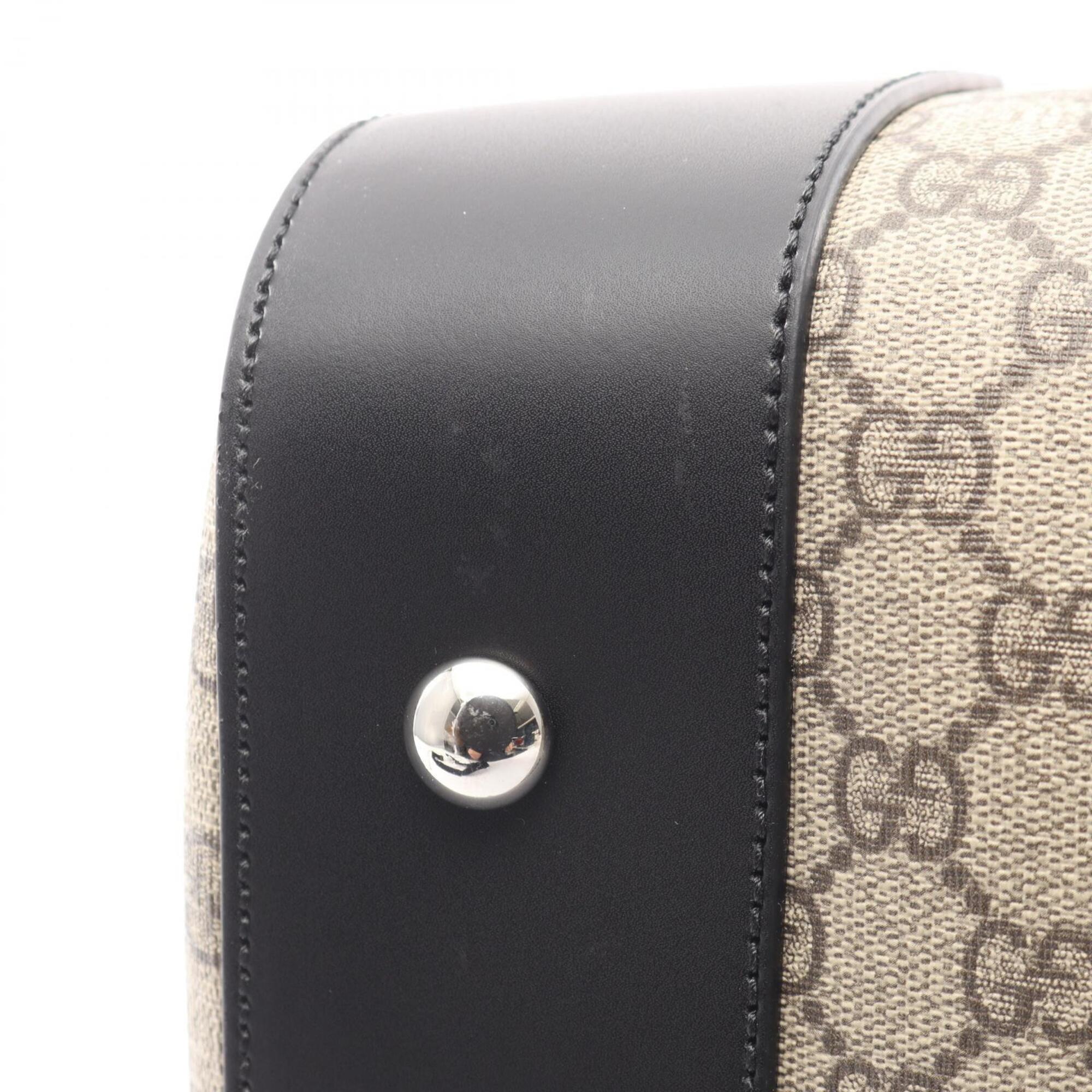 Gucci Beige Black Pvc Leather Boston Bag Handbag (Pre-Owned)