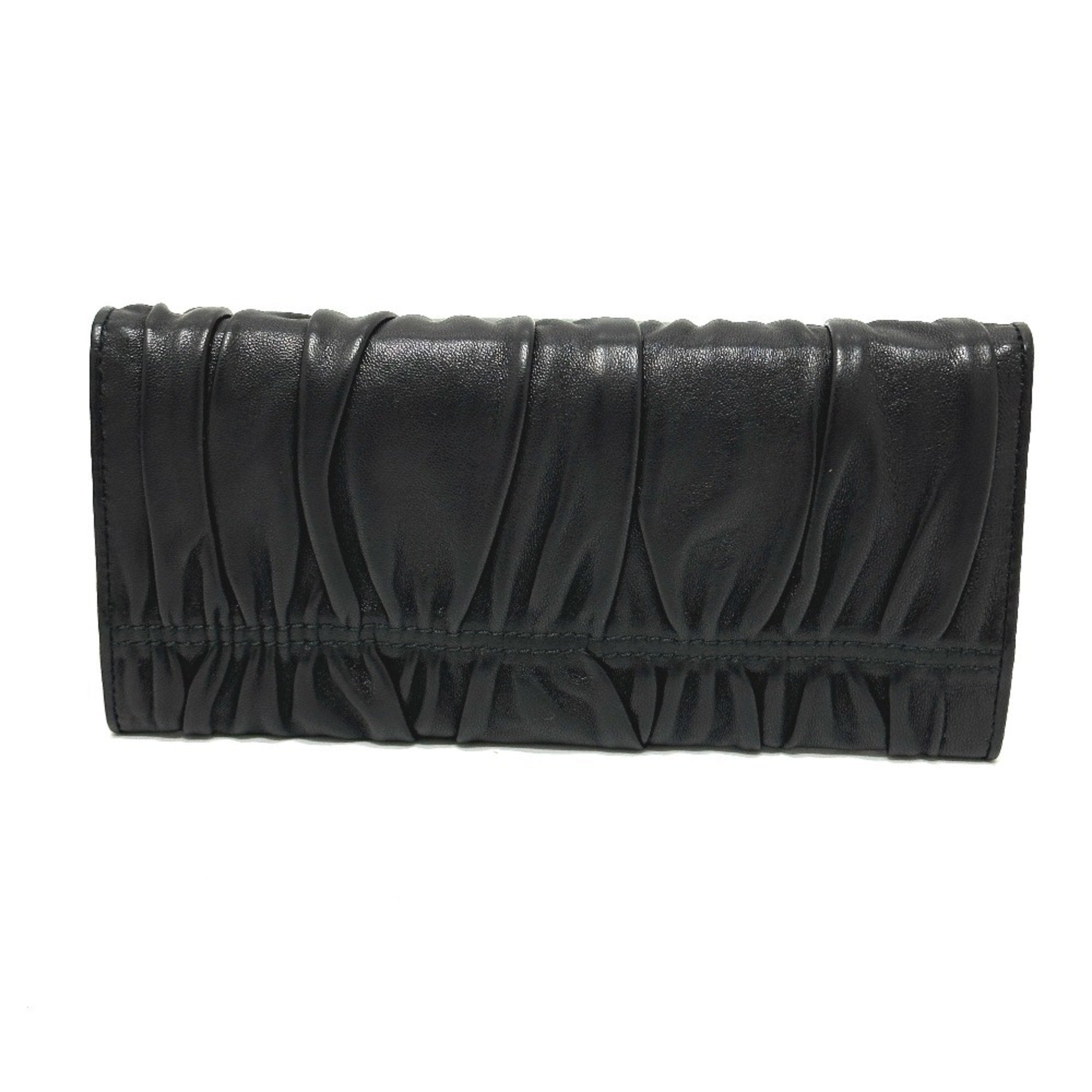 Prada Black Leather Long Wallet (Bi-Fold) (Pre-Owned)
