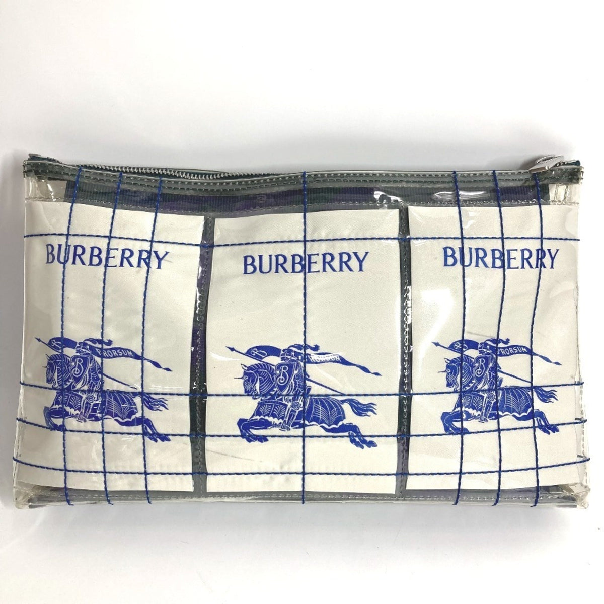 Burberry Blue Clear Vinyl Clutch Bag Handbag Pouch (Pre-Owned)