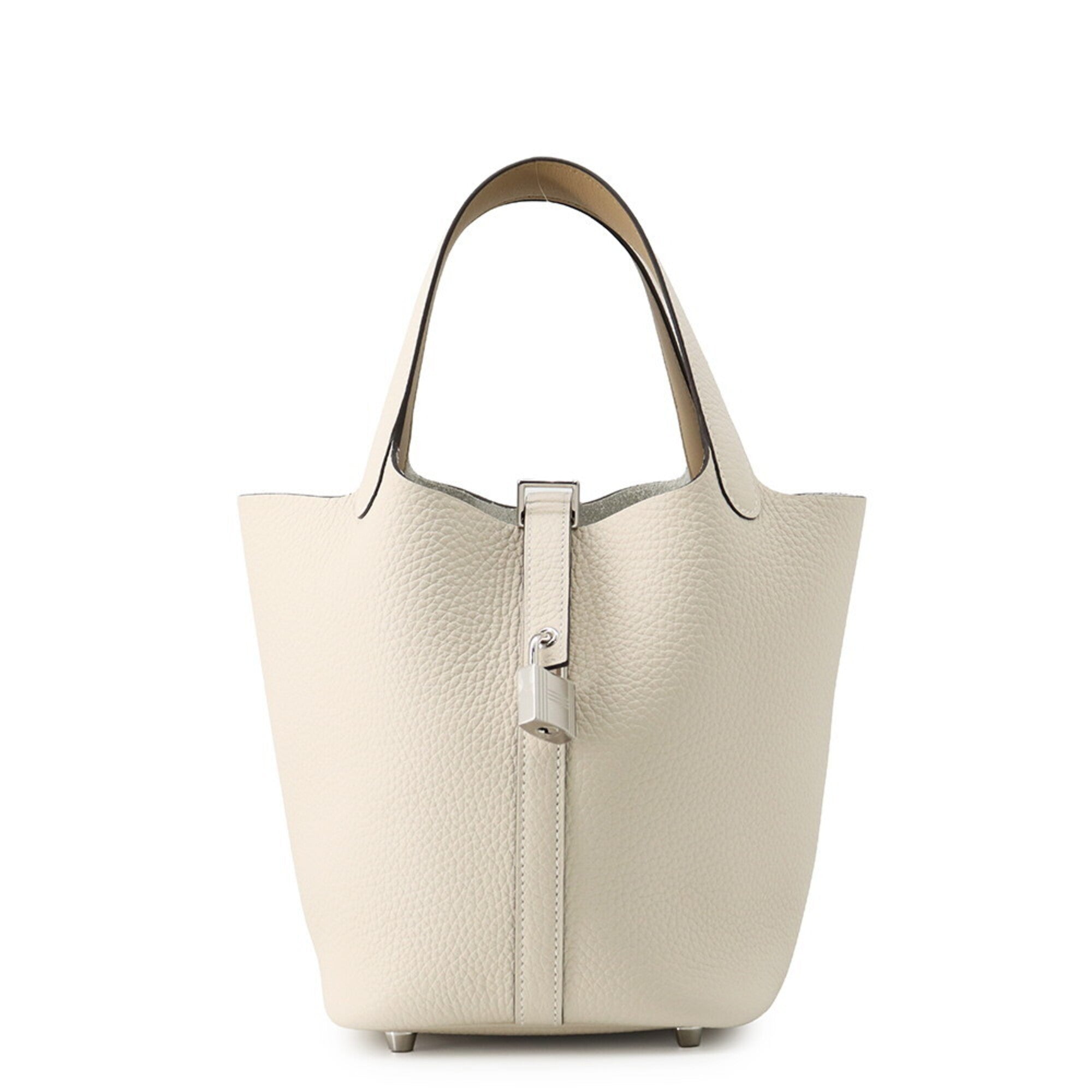 Hermes Beige Gray Ivory Taurillon Clemence Leather Handbag (Pre-Owned)