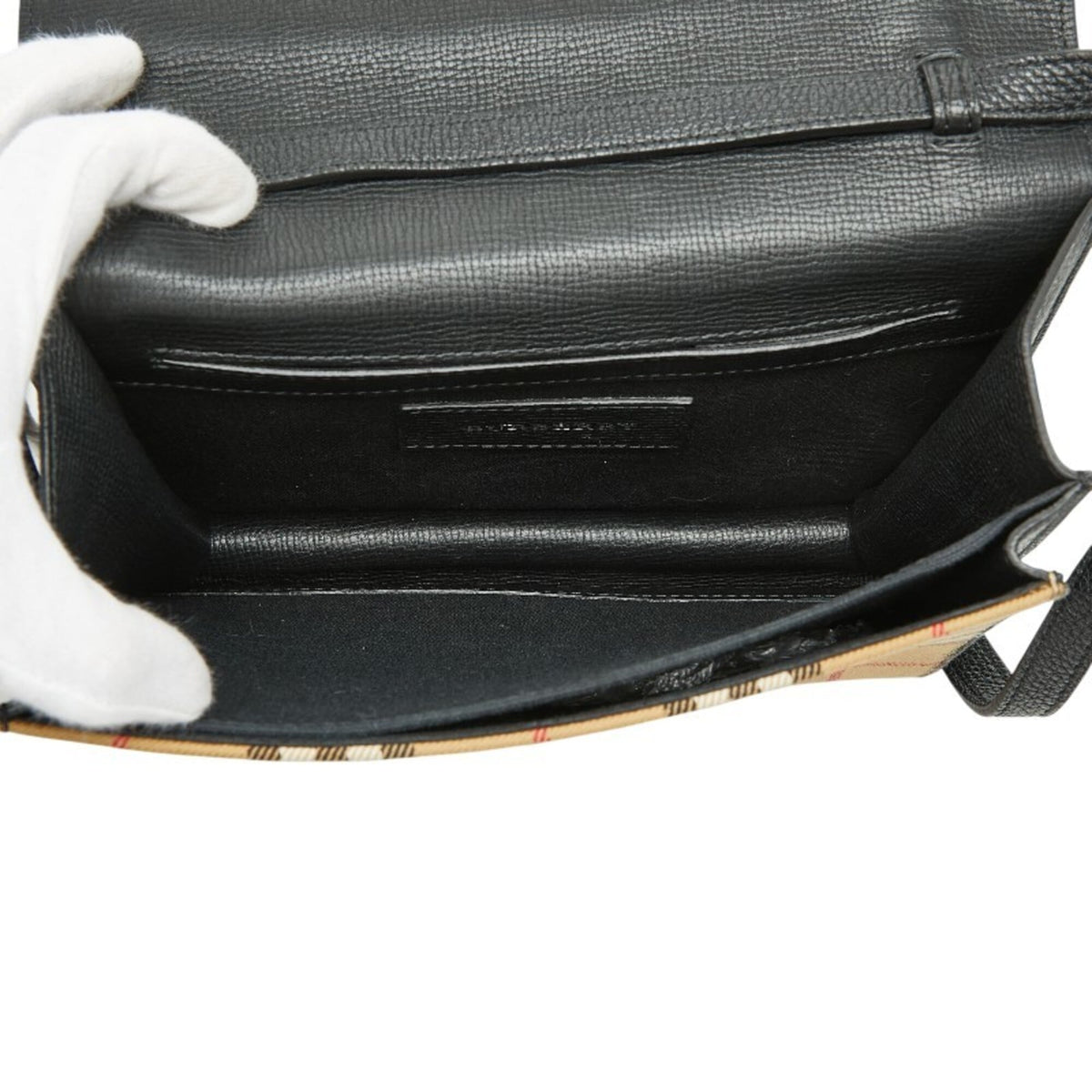 Burberry Black Brown Canvas Shoulder Bag (Pre-Owned)