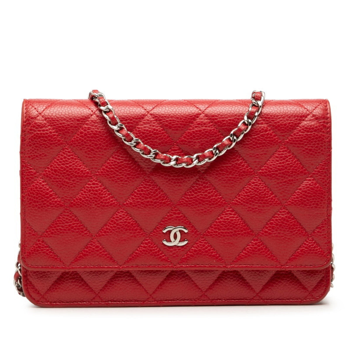 Chanel Matelasse Red Color Grained Calfskin Shoulder Bag (Pre-Owned)