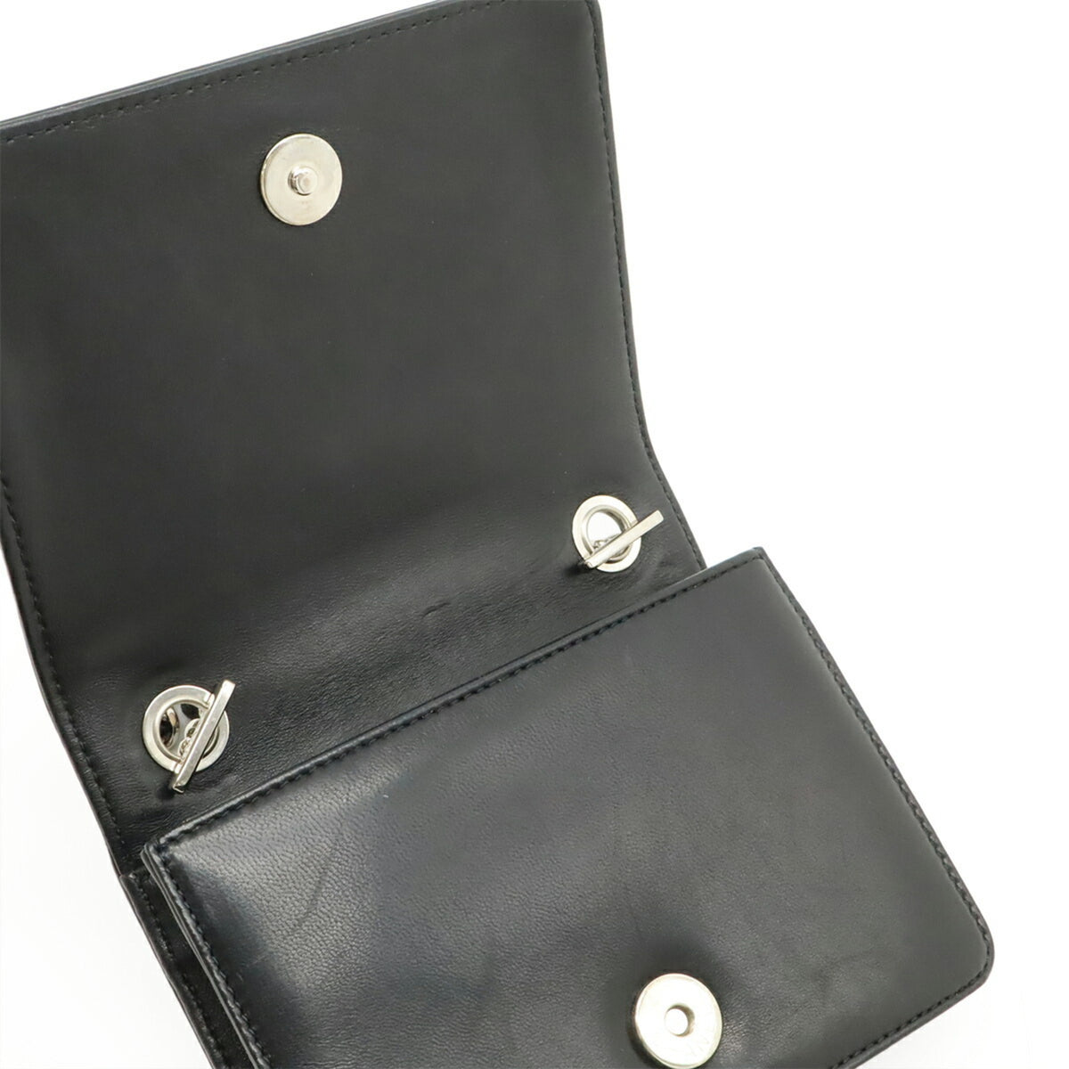 Chanel Black White Plastic Patent Leather Leather Pochette Shoulder Bag (Pre-Owned)