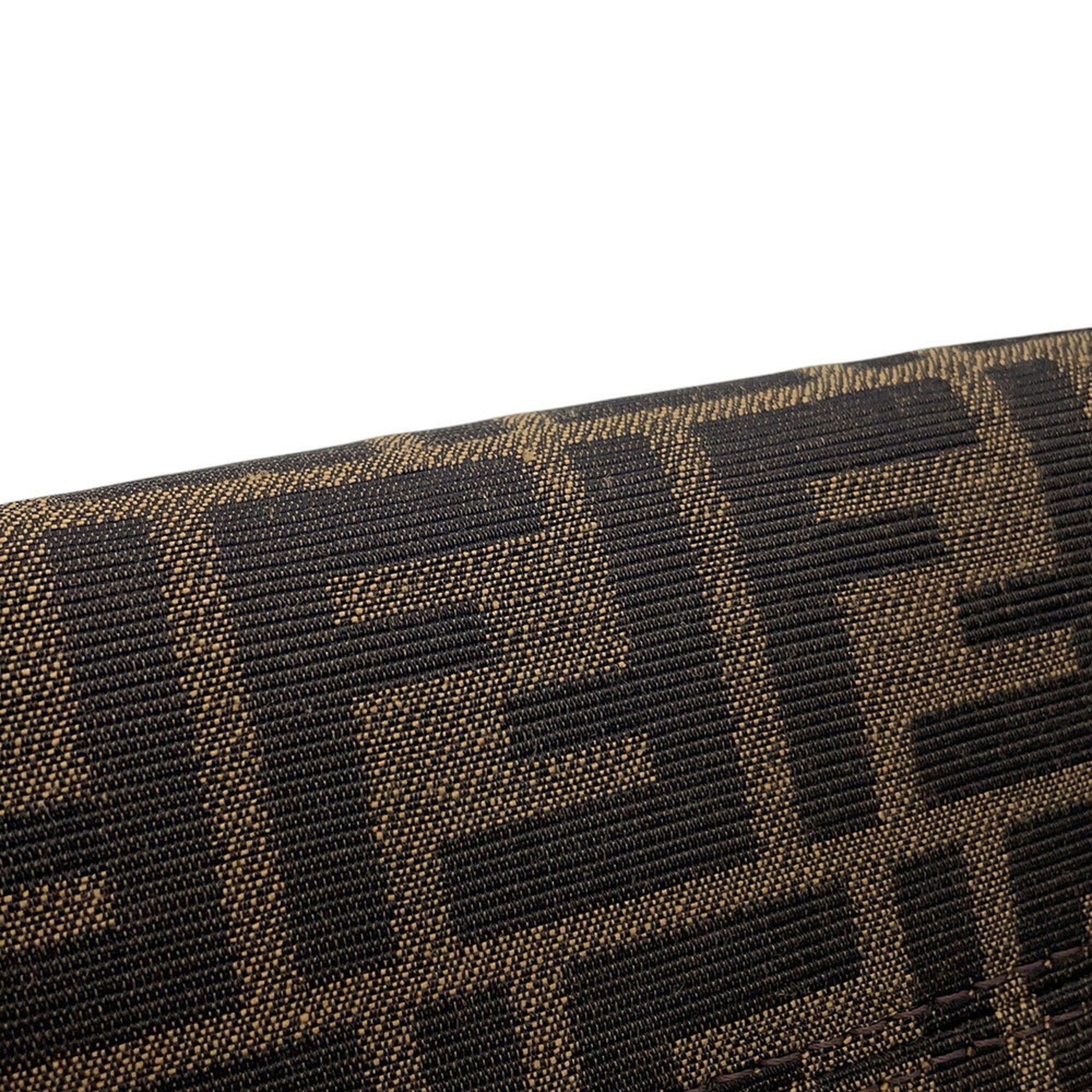 Fendi Brown Canvas Leather Handbag Shoulder Bag (Pre-Owned)
