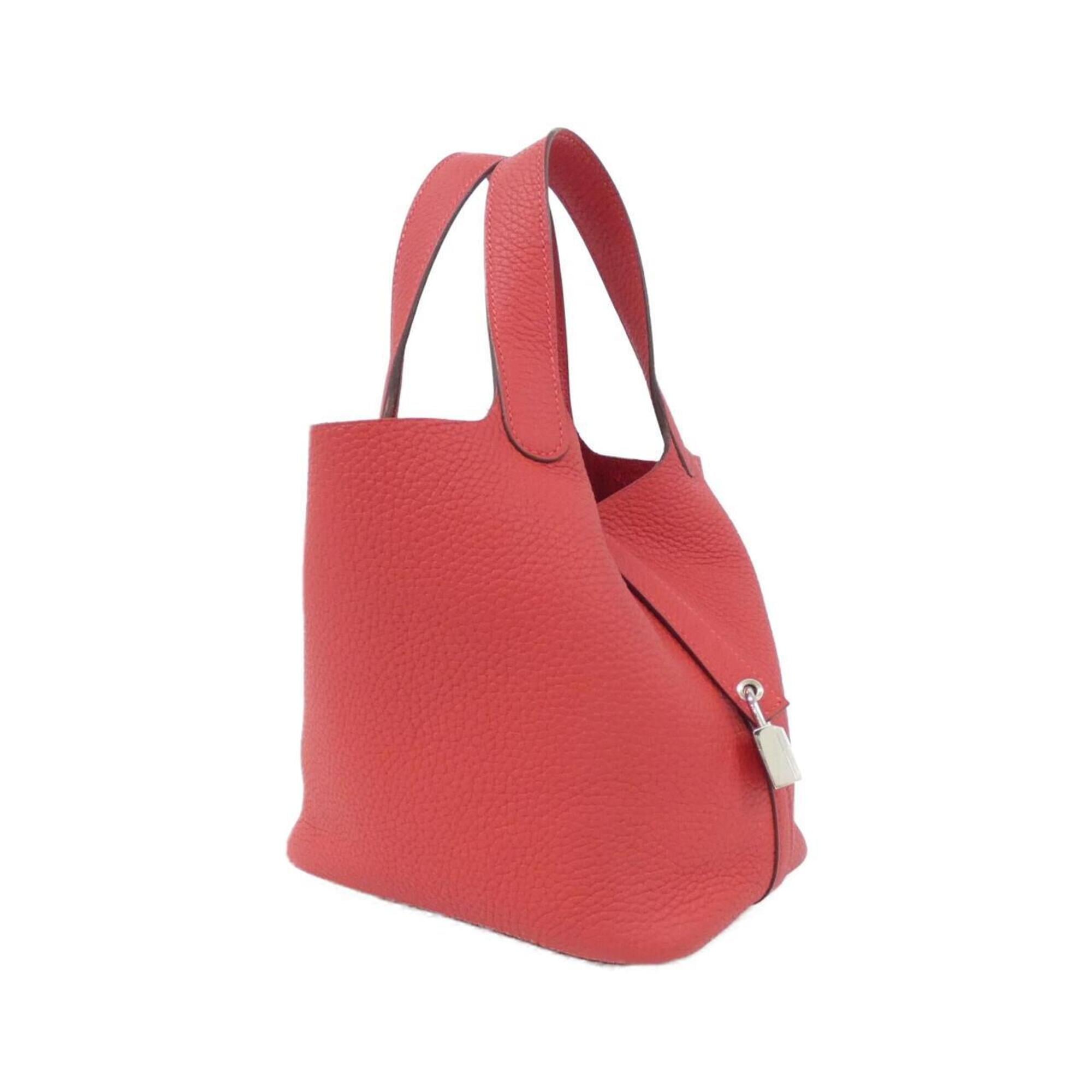 Hermes Red Color Taurillon Clemence Leather Handbag (Pre-Owned)