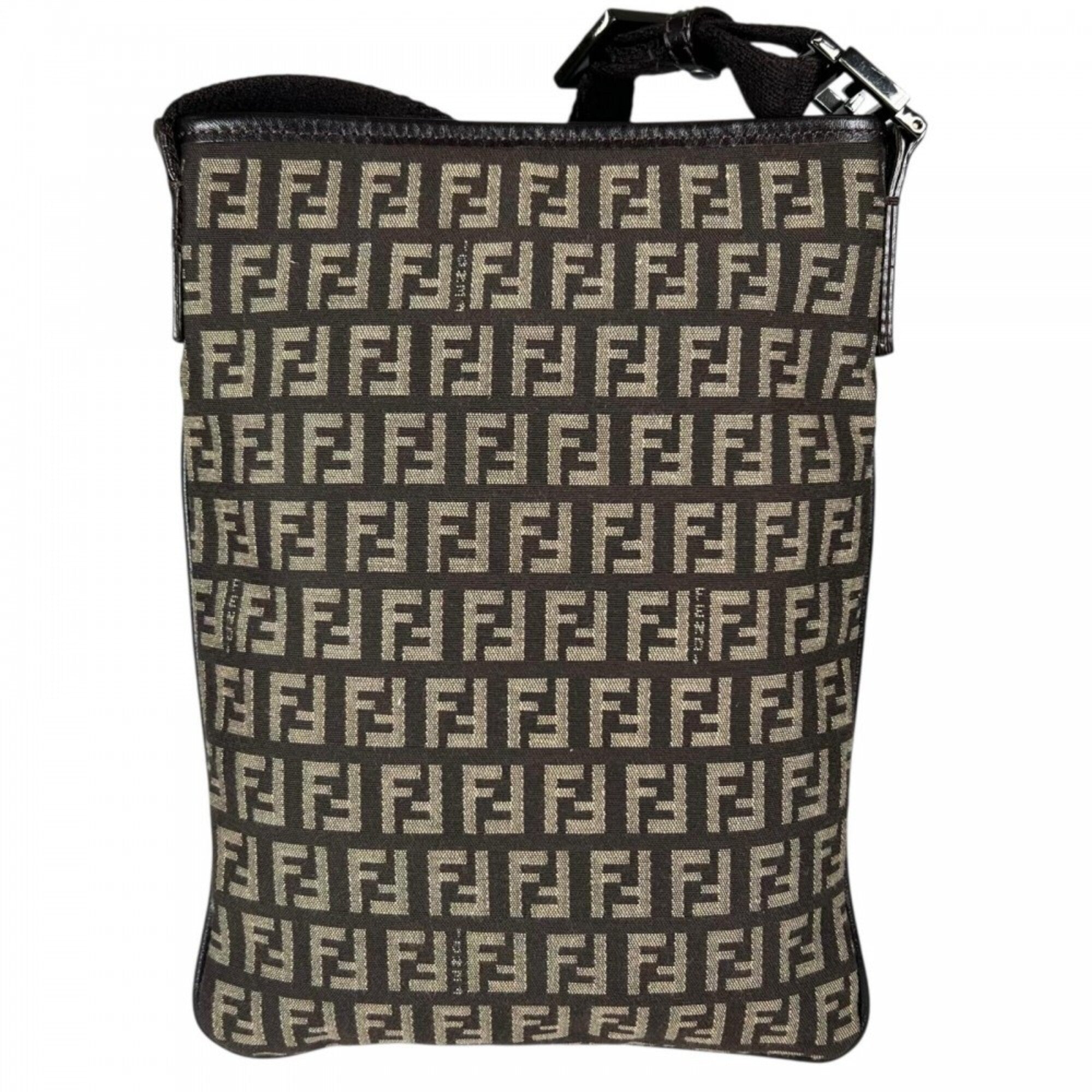 Fendi Brown Canvas Leather Shoulder Bag (Pre-Owned)