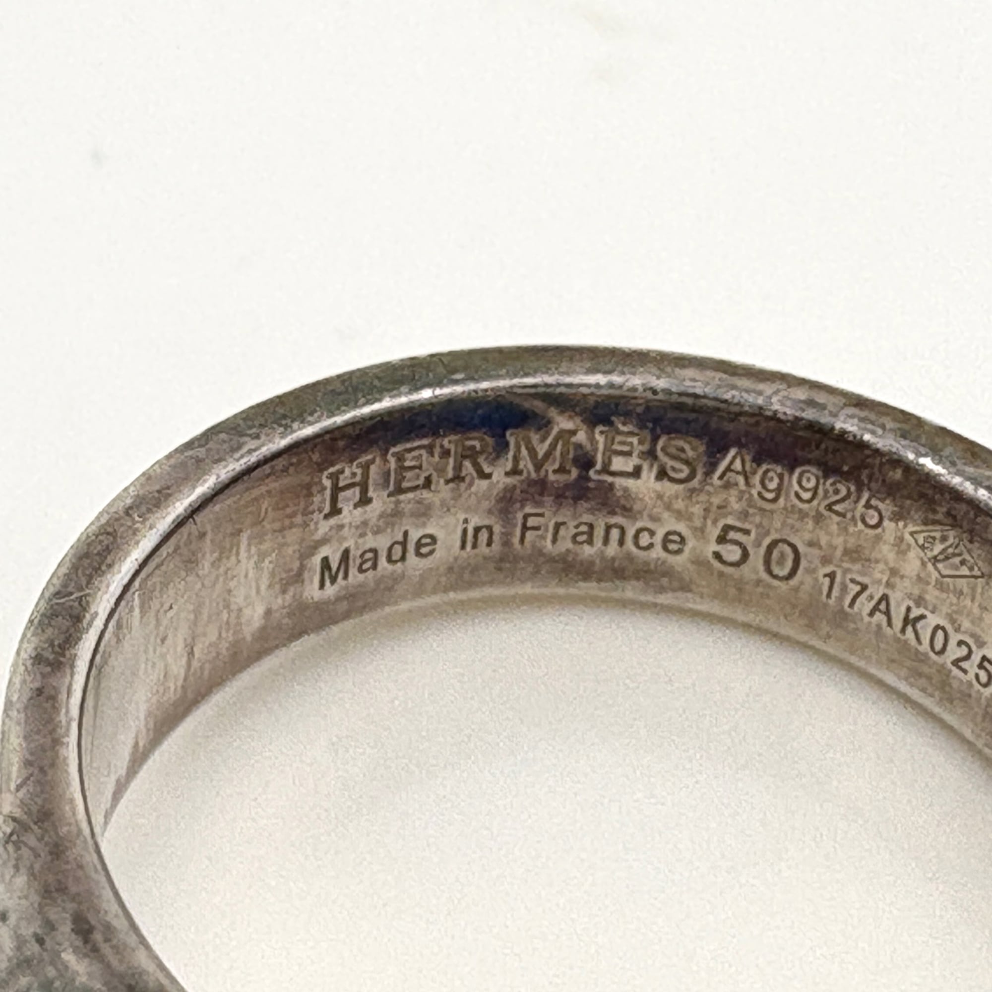 Hermes Collier De Chien Cyan Silver 925 Band Ring (Pre-Owned)