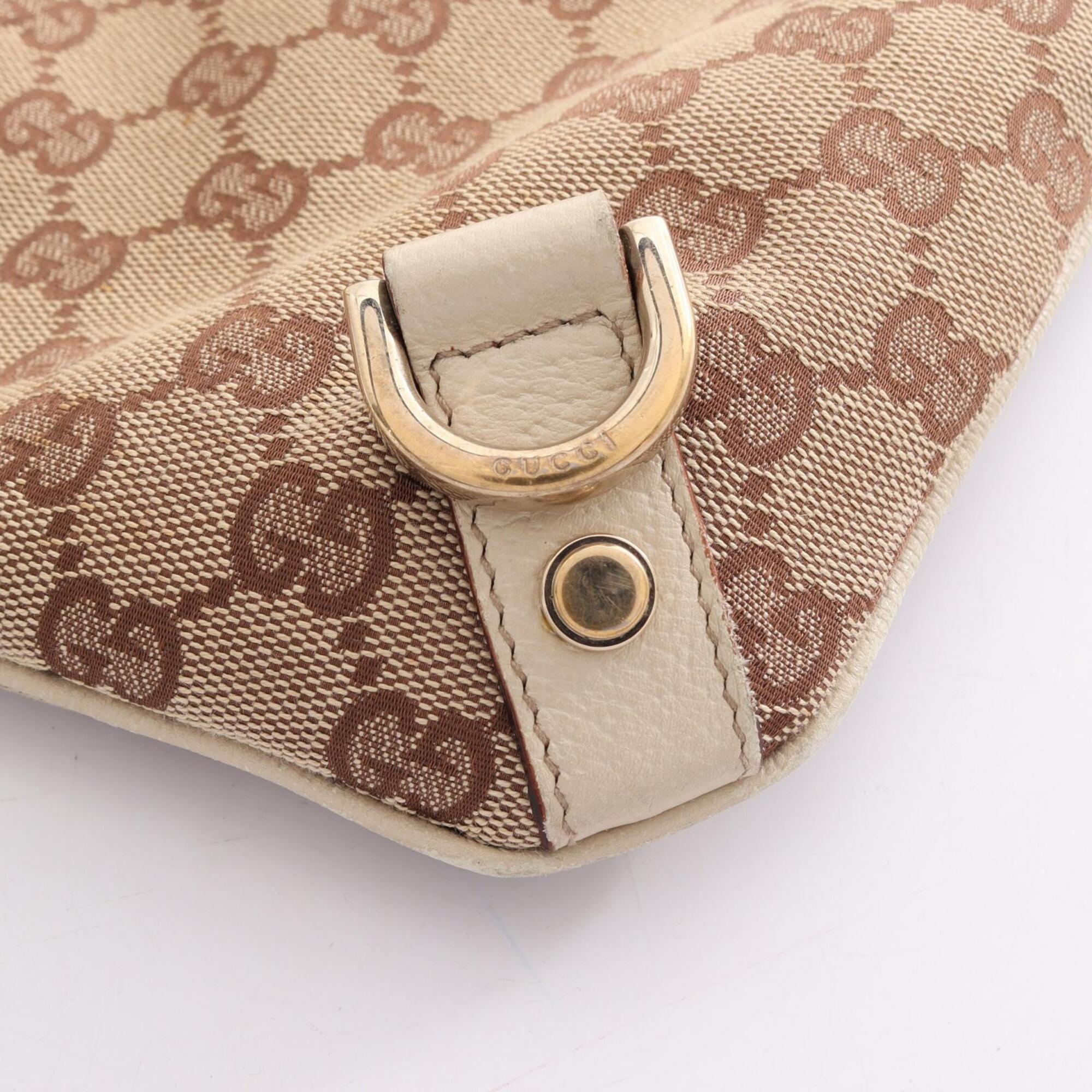 Gucci Beige White Gg Canvas Handbag Shoulder Bag (Pre-Owned)
