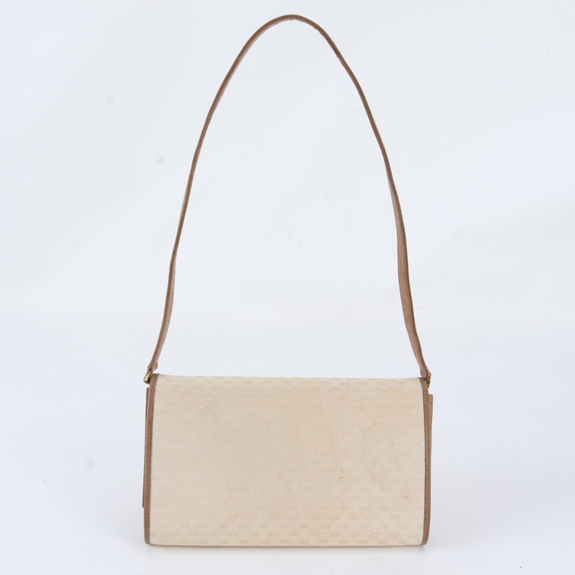 Gucci Ivory Leather Coated Canvas Handbag Shoulder Bag (Pre-Owned)