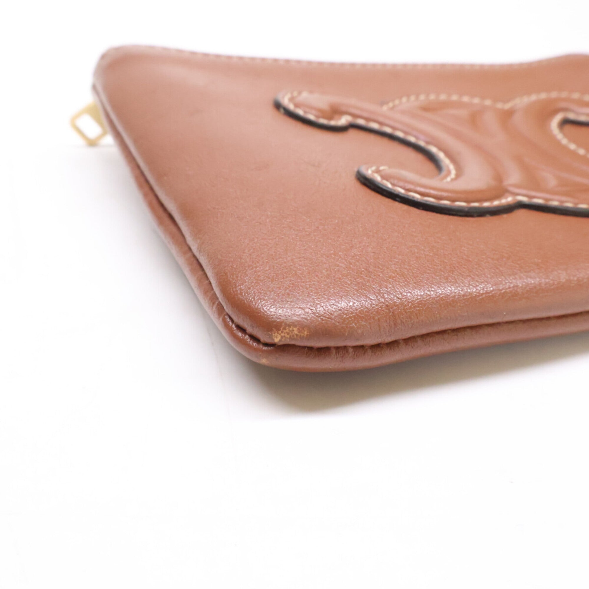 Celine Brown Leather Coin Purse/Coin Case (Pre-Owned)
