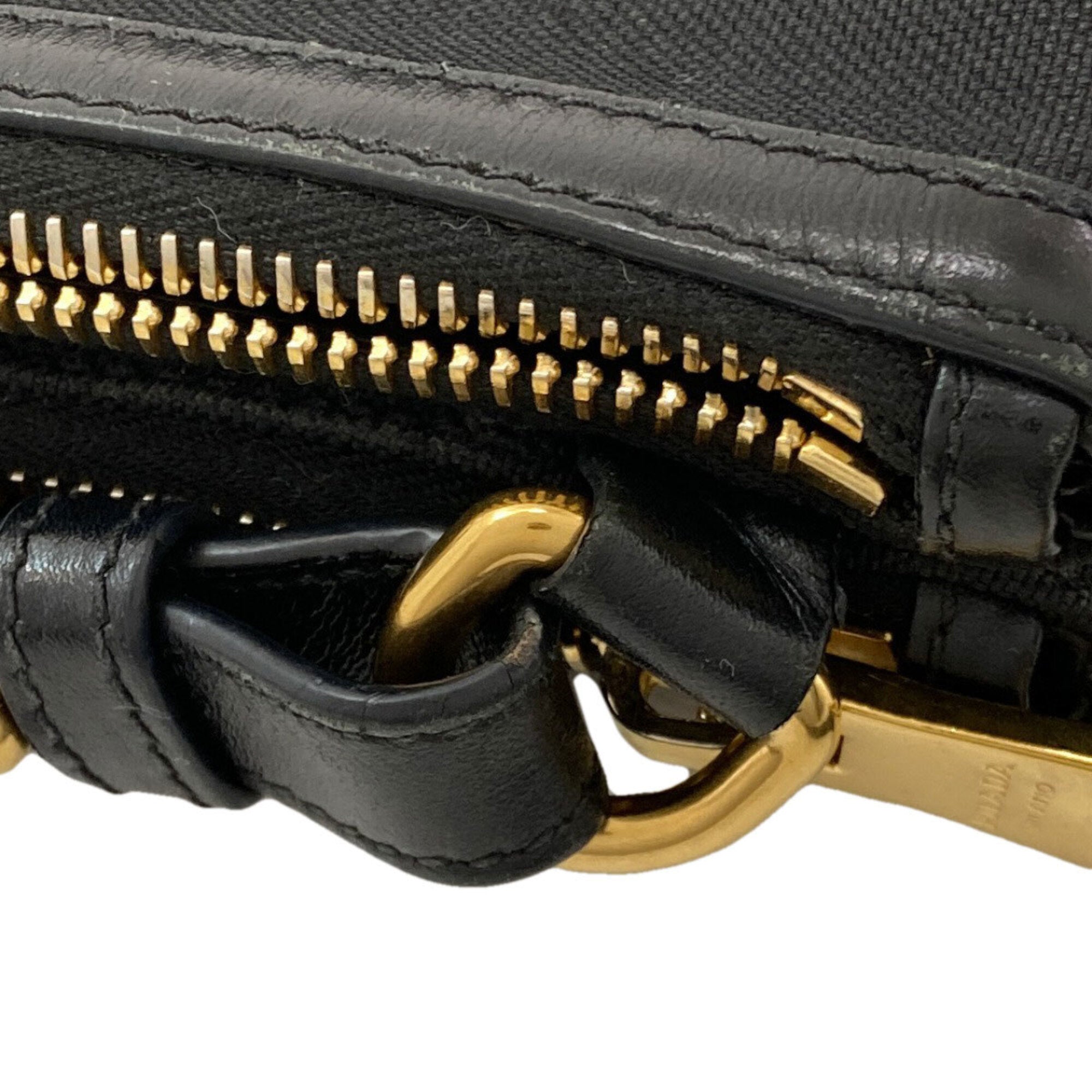 Prada Black Canvas Leather Shoulder Bag (Pre-Owned)