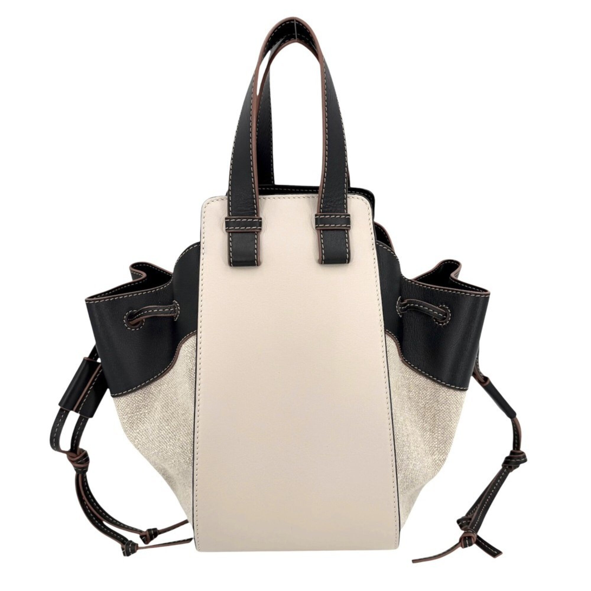 Loewe Beige Black White Leather Handbag Shoulder Bag Tote Bag (Pre-Owned)