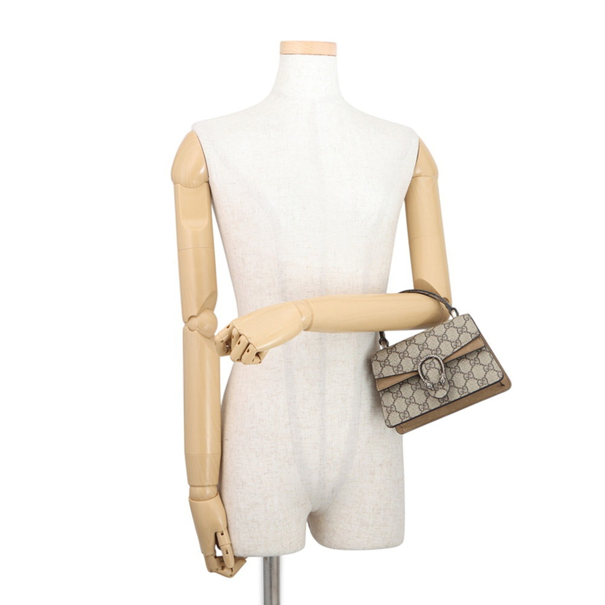 Gucci Beige Gg Supreme Suede Handbag Shoulder Bag (Pre-Owned)