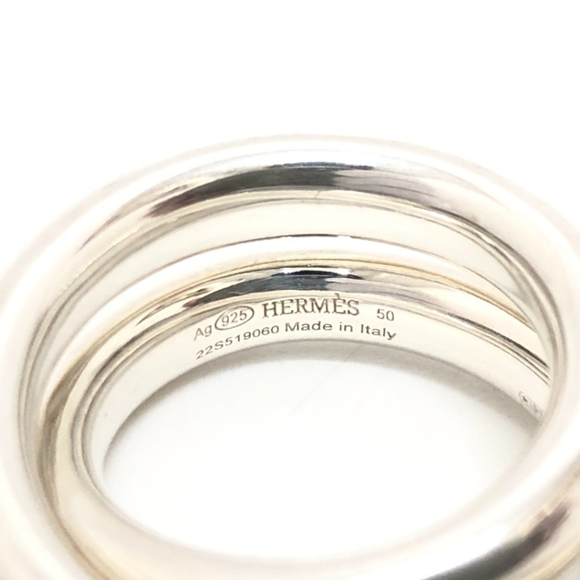Hermes Silver Silver 925 Band Ring (Pre-Owned)