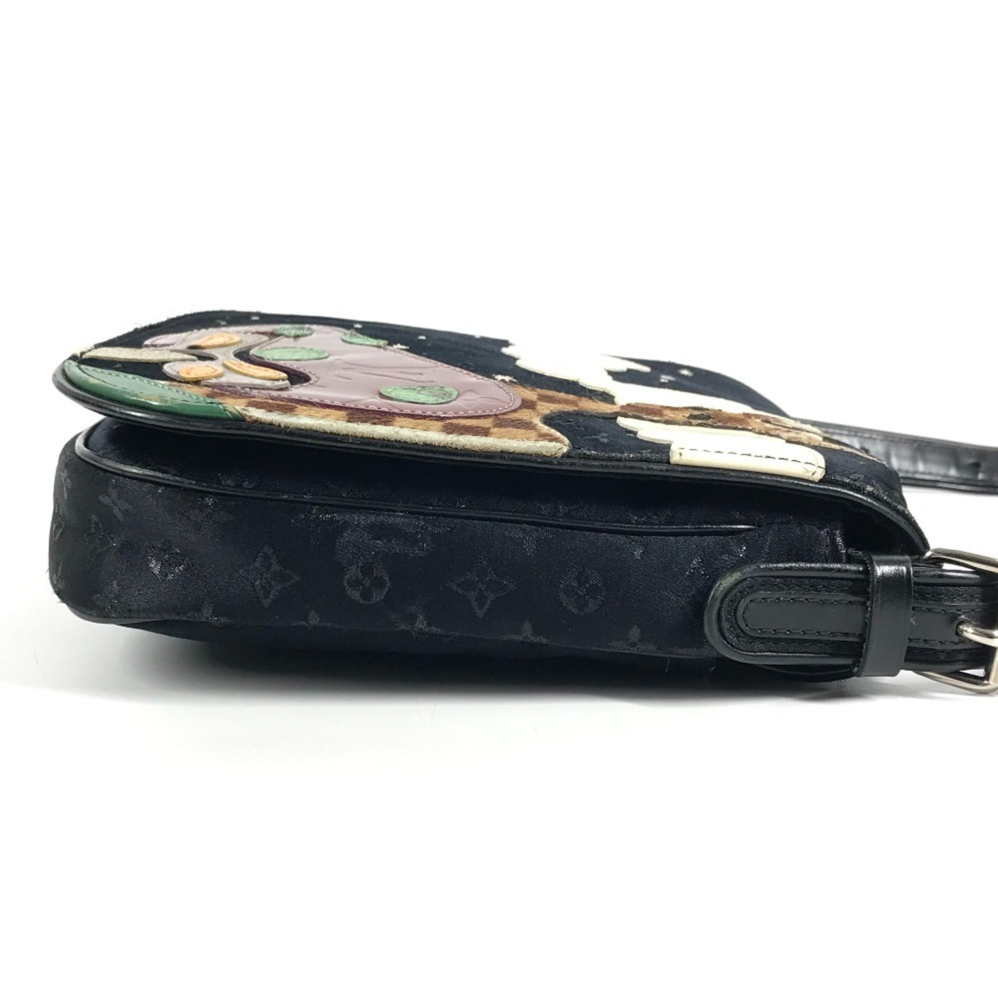 Louis Vuitton Black Monogram Satin Leather Pochette Shoulder Bag (Pre-Owned)