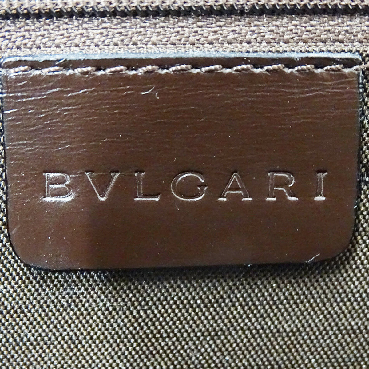 Bvlgari Green Khaki Leather Canvas Shoulder Bag (Pre-Owned)