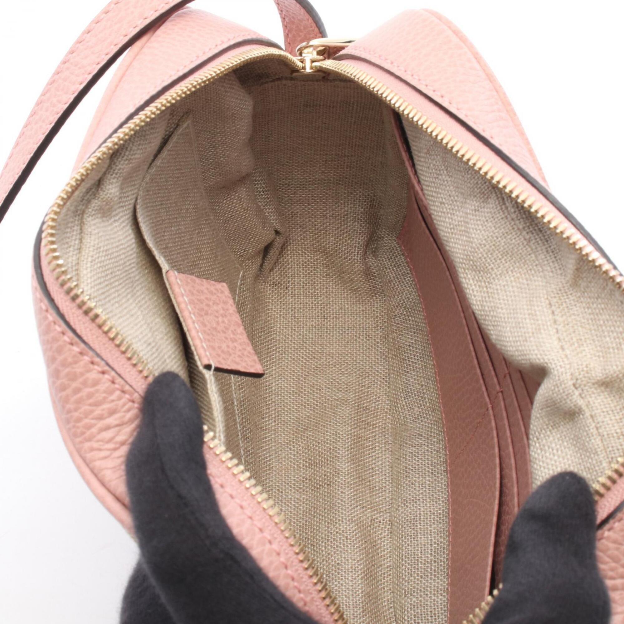 Gucci Beige Brown Pink Canvas Leather Handbag Shoulder Bag (Pre-Owned)